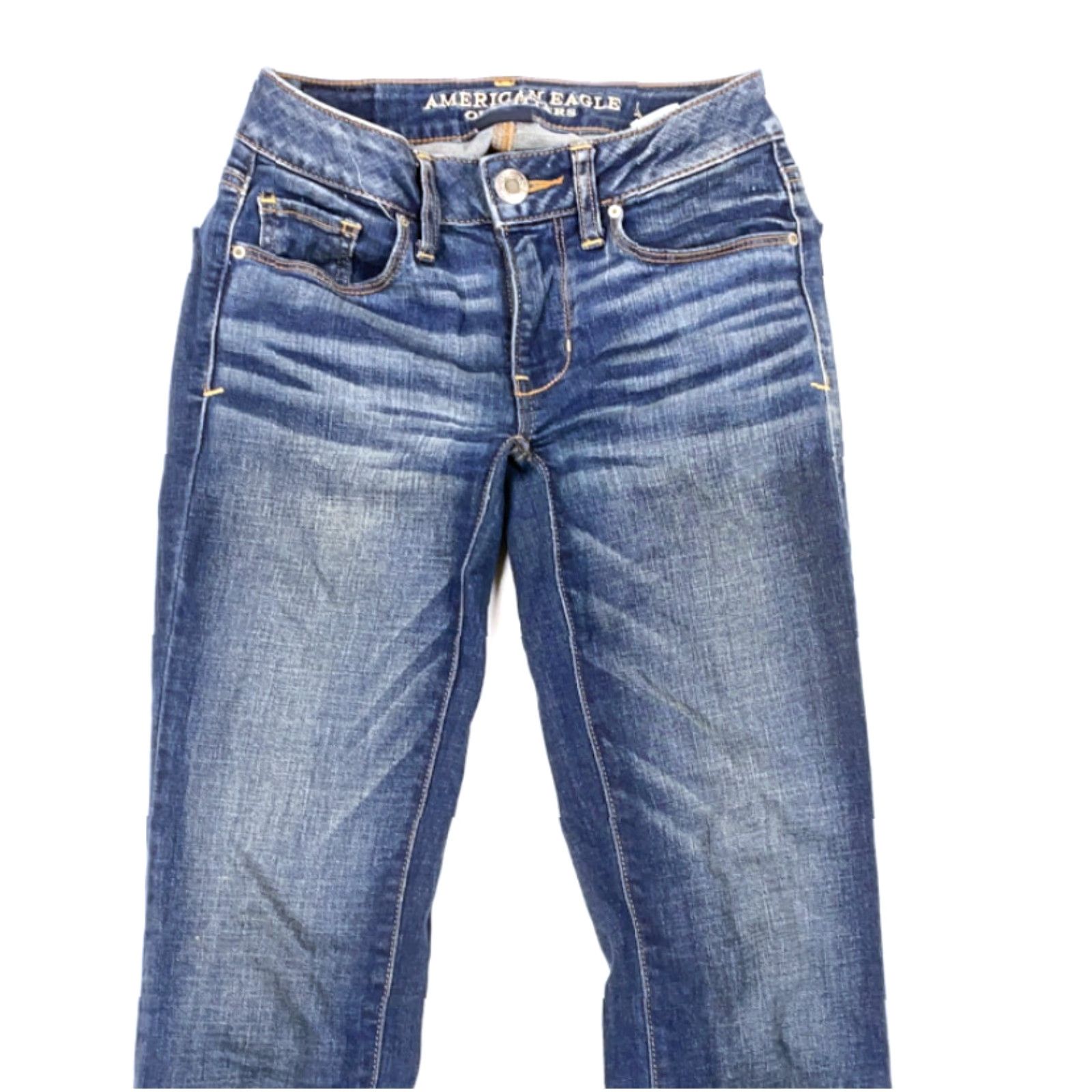 American Eagle Outfitters American Eagle Outfitters Jeans Skinny Womens 00 Blue Denim Stretch 5-Pocket Design Slim Fit Inseam 29 in Low Rise 6.5-8.5 in Distressed Size 24" / US 00 / IT 34 - 4 Thumbnail