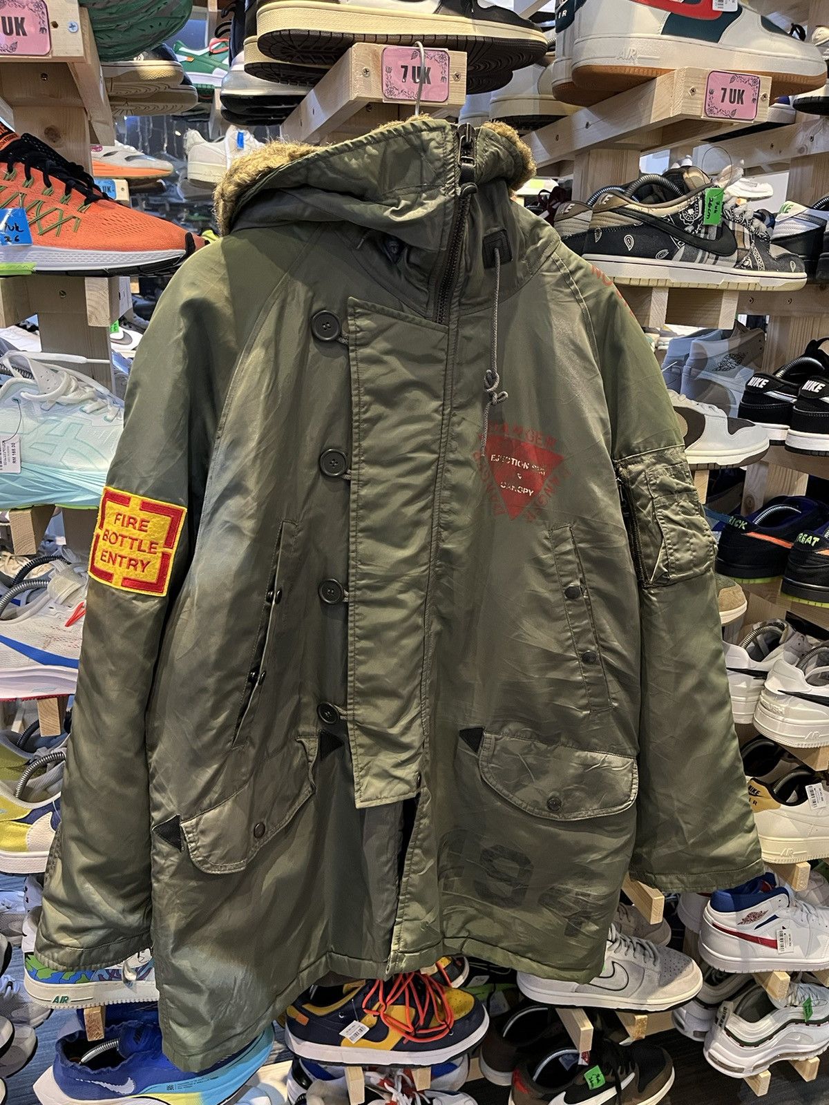 Avirex × Vintage Vintage 90s Avirex Military Hoodie Sherpa Bomber Jacket Size US M / EU 48-50 / 2 - 1 Thumbnail