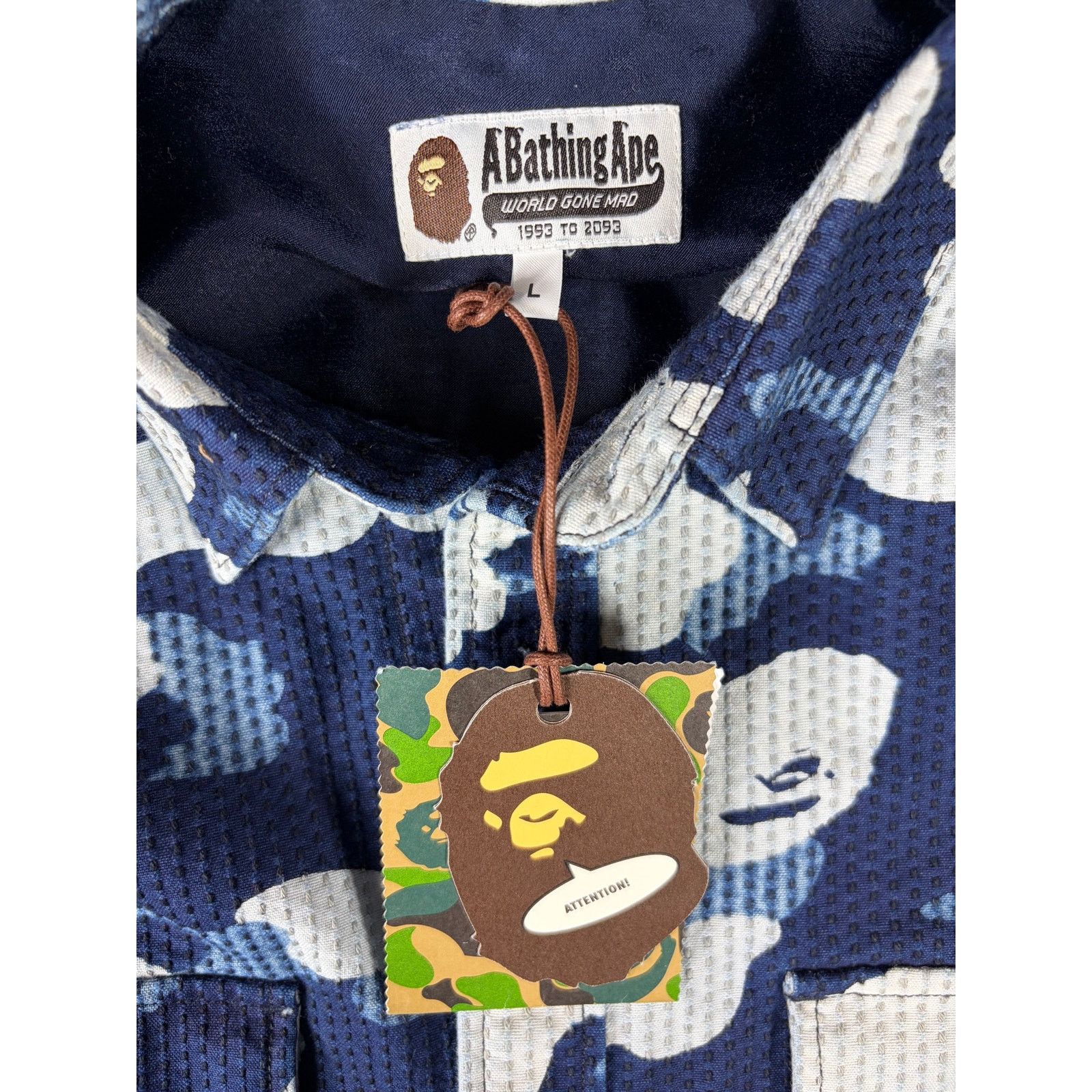 Bape Bape Blue Waffle Thermal Camo Button-Up Shirt Size Large Size US L / EU 52-54 / 3 - 3 Thumbnail