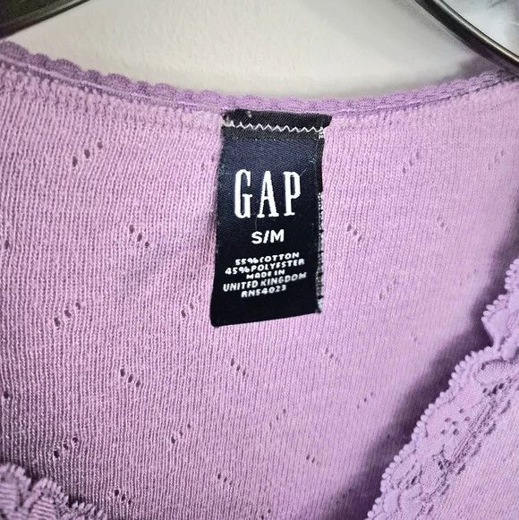 Gap Vtg Pointelle Lace Trim V-Neck PJ Tee Spring Summer Y2K Size S / US 4 / IT 40 - 7 Thumbnail