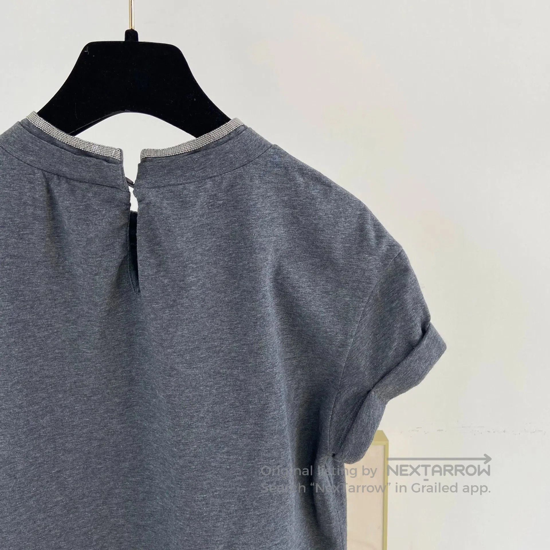 Brunello Cucinelli Brunello Cucinelli Gray Beaded T-shirt XS. Size XS / US 0-2 / IT 36-38 - 5 Thumbnail