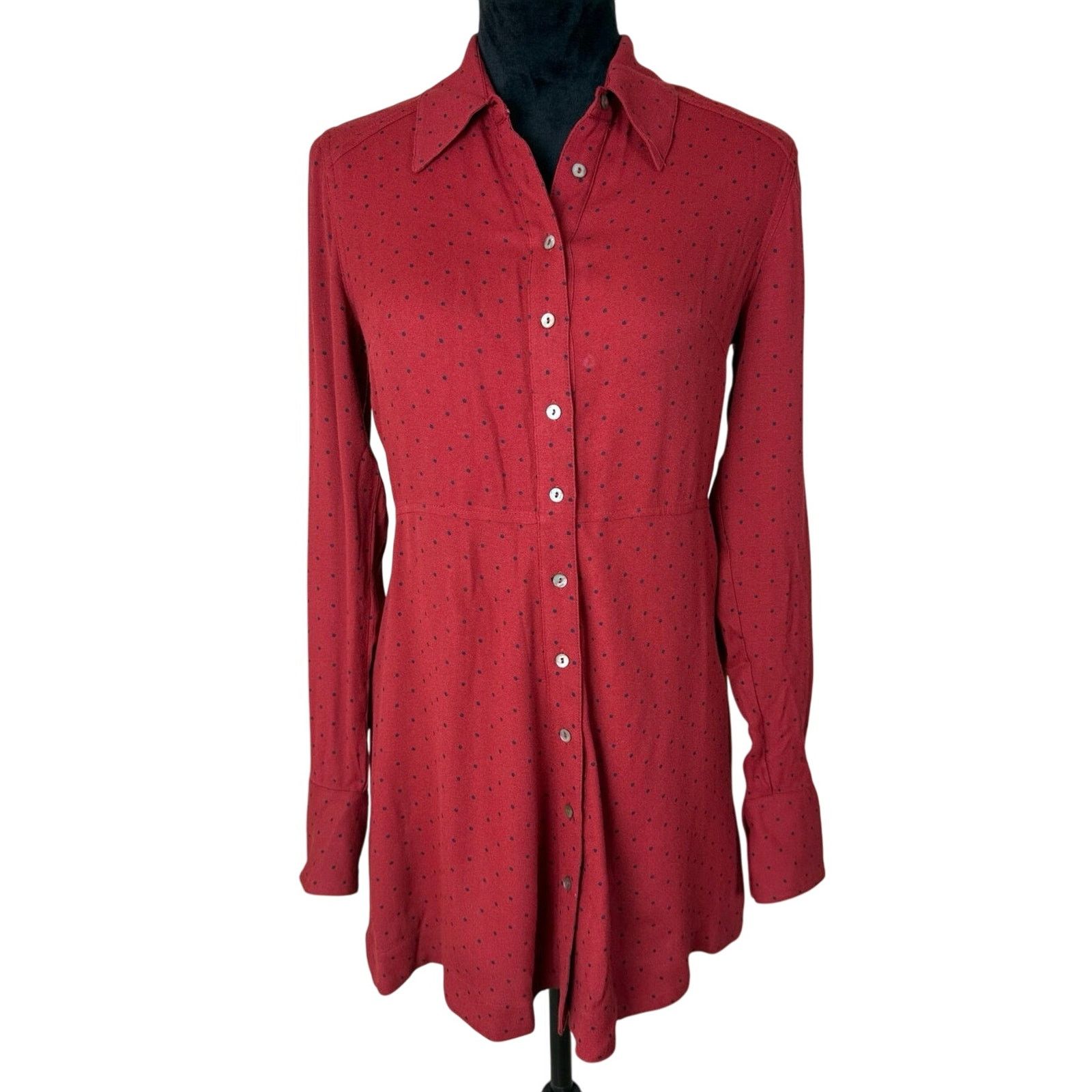 Free People Free People Red Polka Dot Button-Up Dress - XS Size XS / US 0-2 / IT 36-38 - 1 Thumbnail