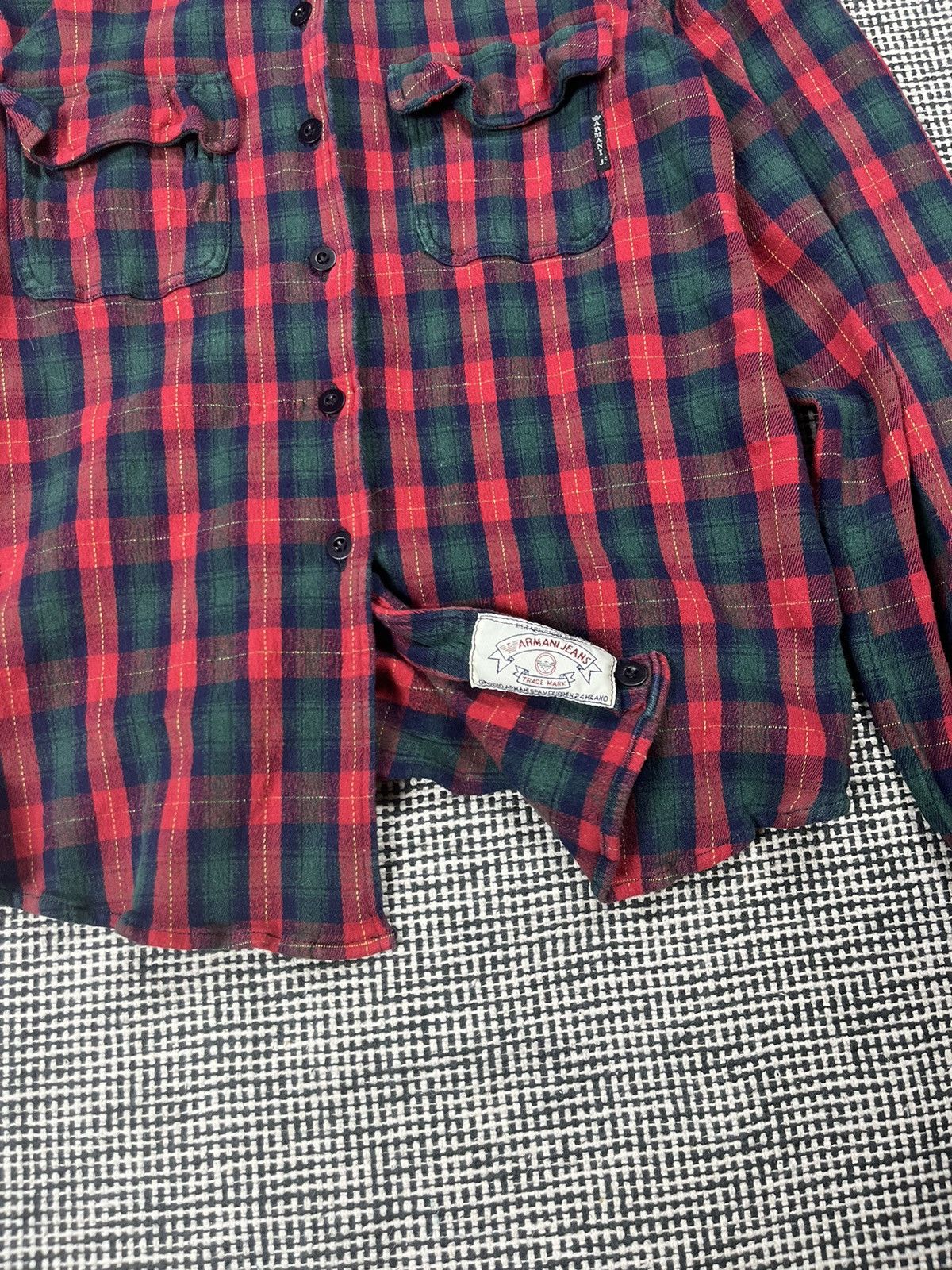 Armani × Giorgio Armani × Vintage vintage 80s/90s Armani jeans tartan plaid button up shirt Size L / US 10 / IT 46 - 3 Thumbnail