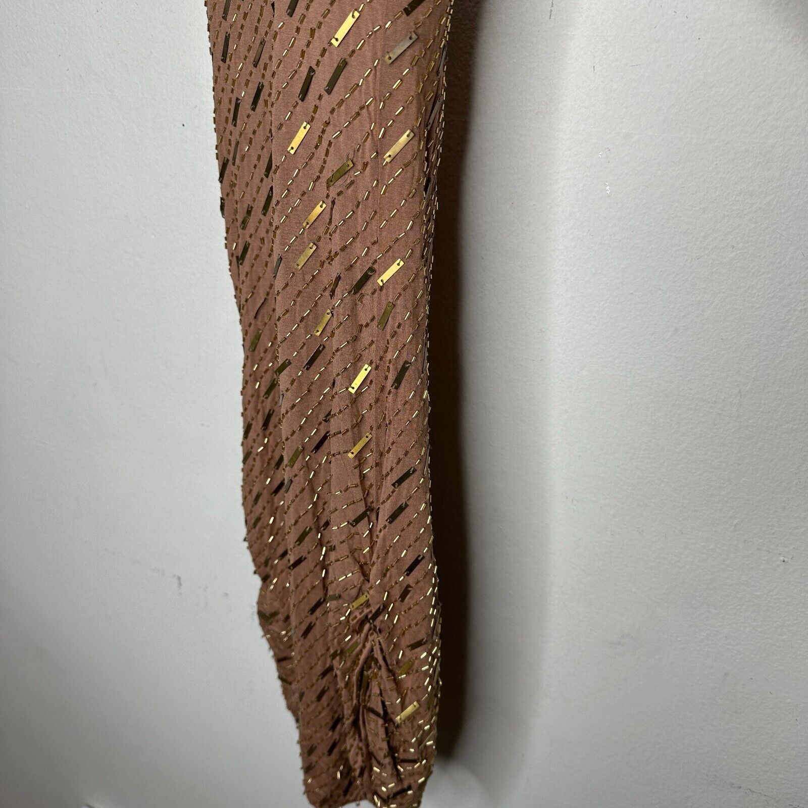 Haute Hippie Haute Hippie Brown Tank Mini Side Ruche Gold Bead Adornment Size XS / US 0-2 / IT 36-38 - 5 Thumbnail