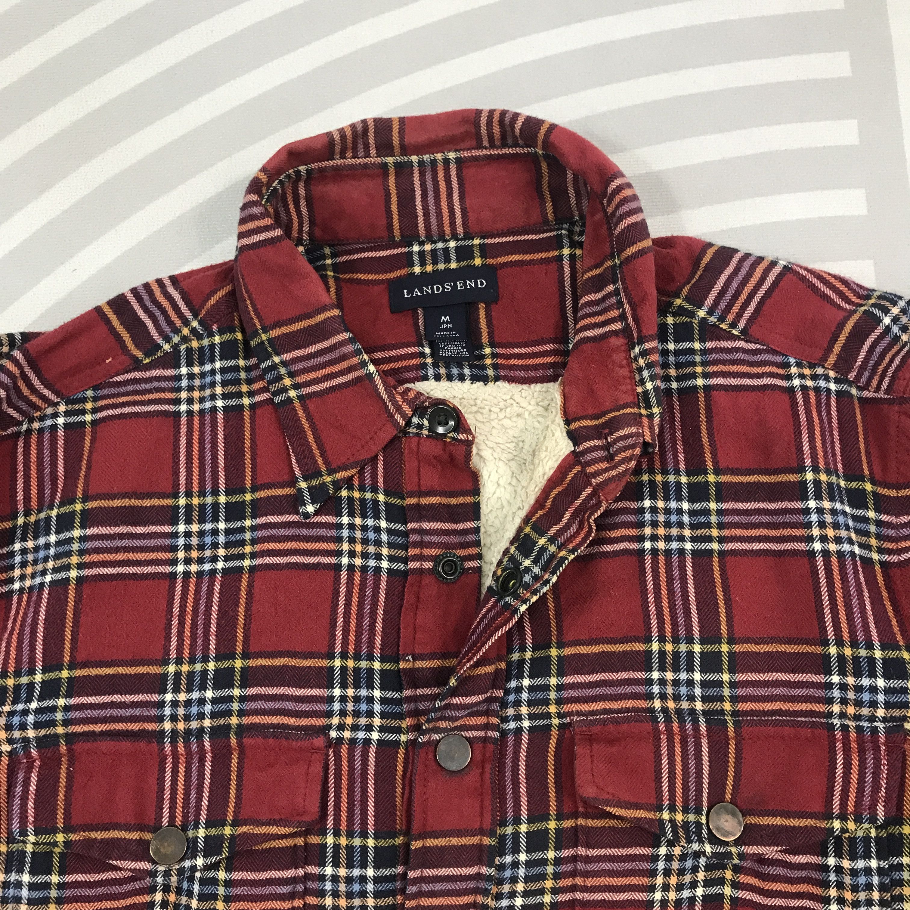 Lands' End × Vintage Vintage Lands end Flannel Snap Button jacket Size US M / EU 48-50 / 2 - 8 Thumbnail