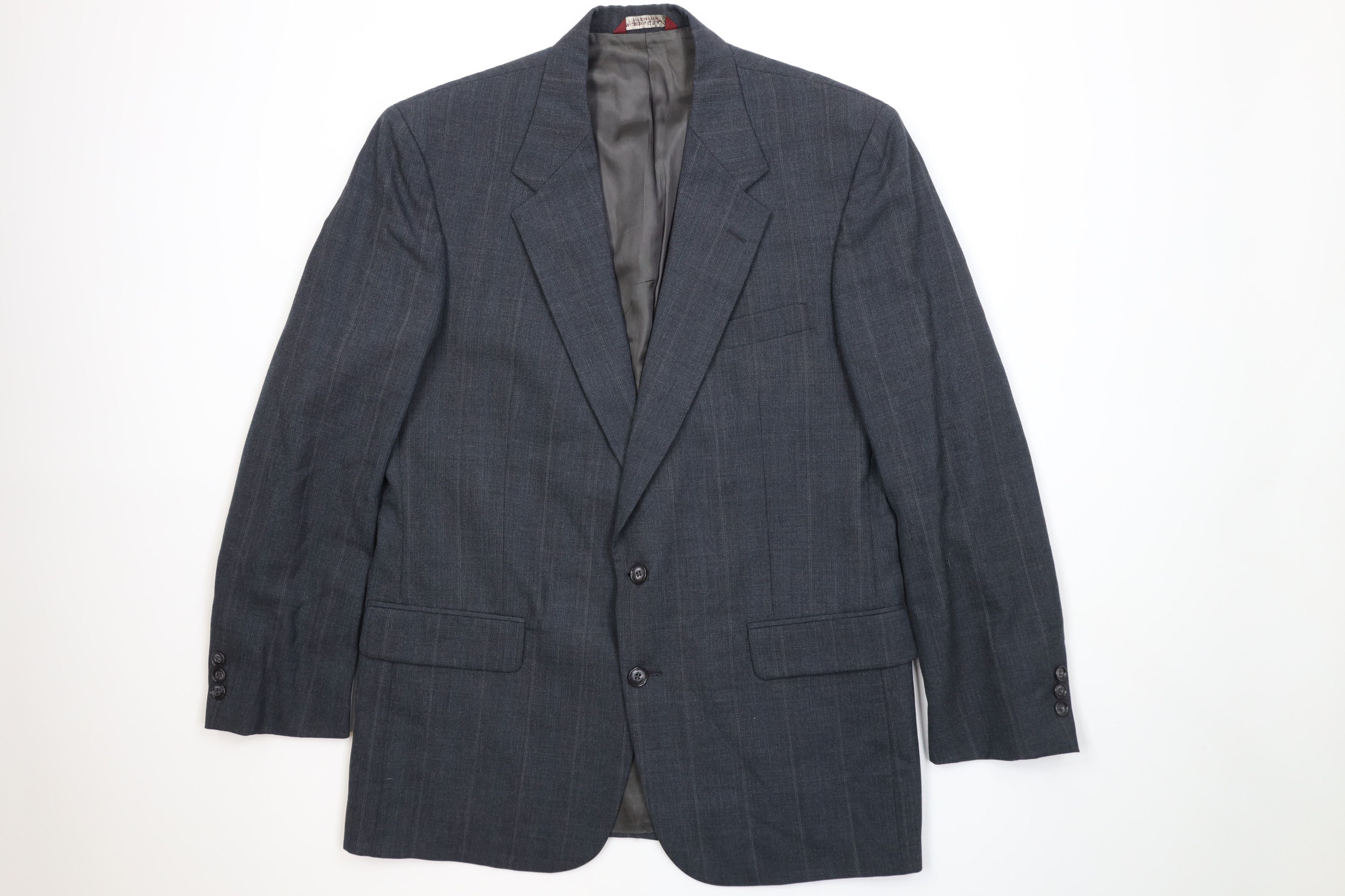 Vintage Vintage 90s Streetwear 2 Piece Worsted Wool Striped Suit Size 42L - 2 Thumbnail