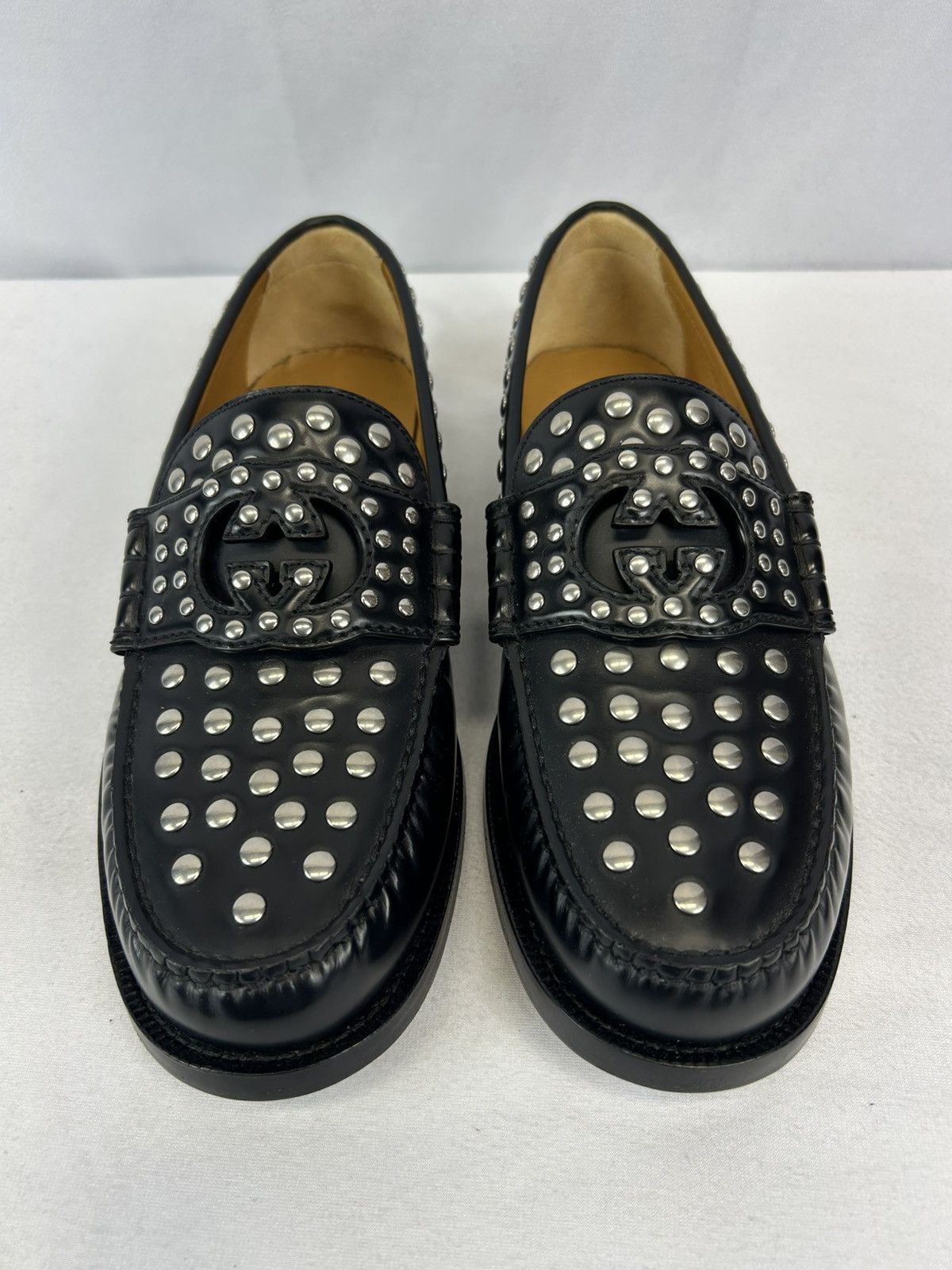 Gucci GUCCI Studded Interlocking G Leather Loafers Size US 8 / EU 41 - 5 Thumbnail
