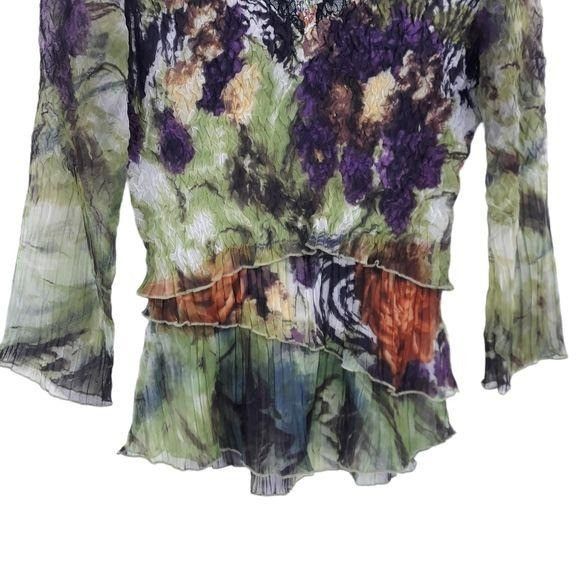 Alberto Vtg Artsy Alberto Makali Mixed Media Crinkle Top Blouse Sz Size M / US 6-8 / IT 42-44 - 4 Thumbnail