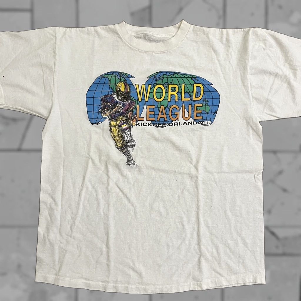 Vintage VINTAGE Single Stitch World Football League Kickoff T-Shirt Mens Size L White 90s Mens Size US L / EU 52-54 / 3 - 1 Thumbnail