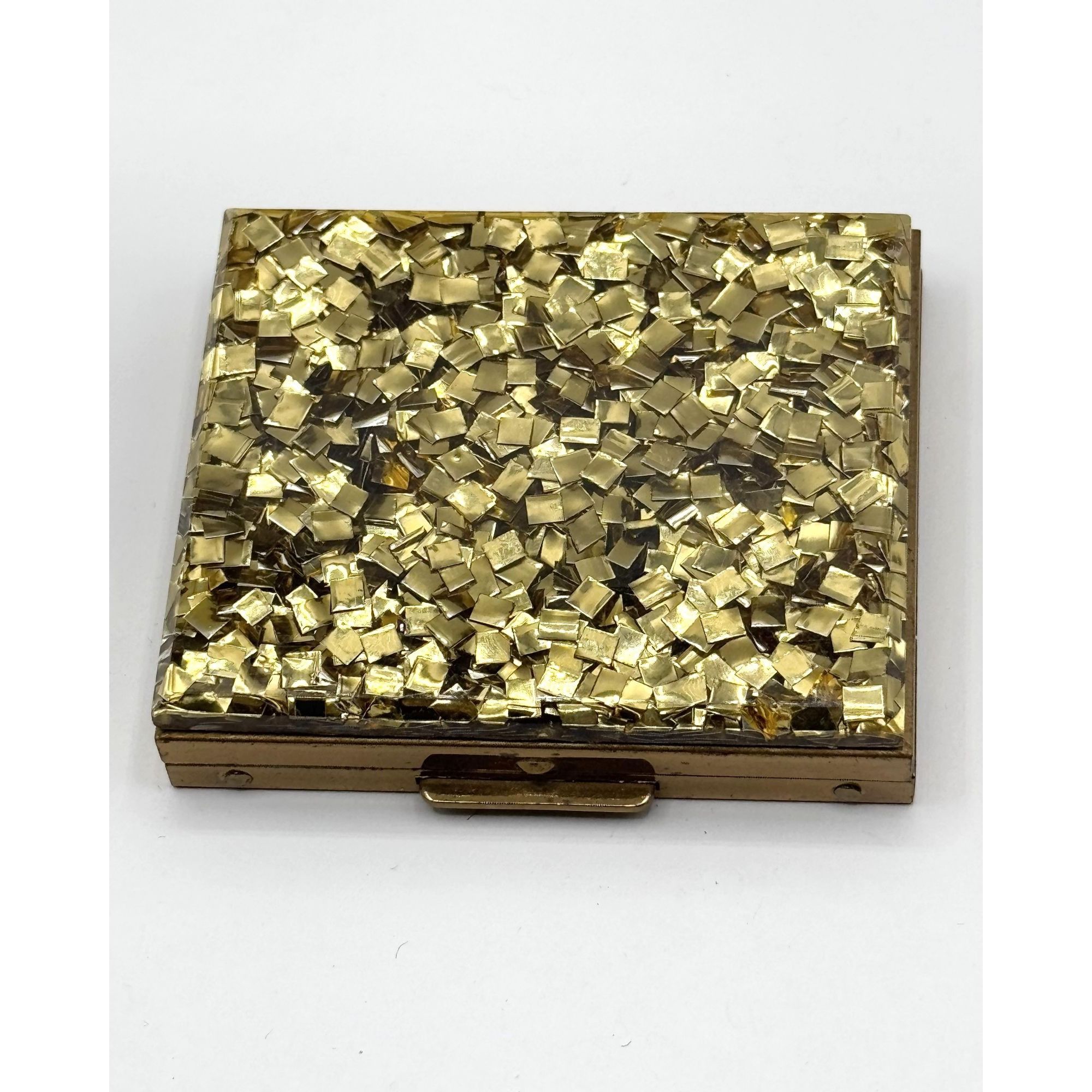 Vintage Vintage Lucite gold confetti glitter mirror compact Size ONE SIZE - 4 Thumbnail