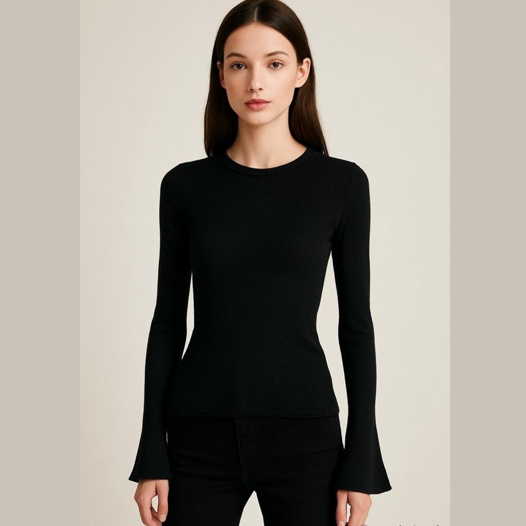 Other Betty Chow Tencel Wool Black Flare Sleeve Sweater Size S Size S / US 4 / IT 40 - 1 Thumbnail
