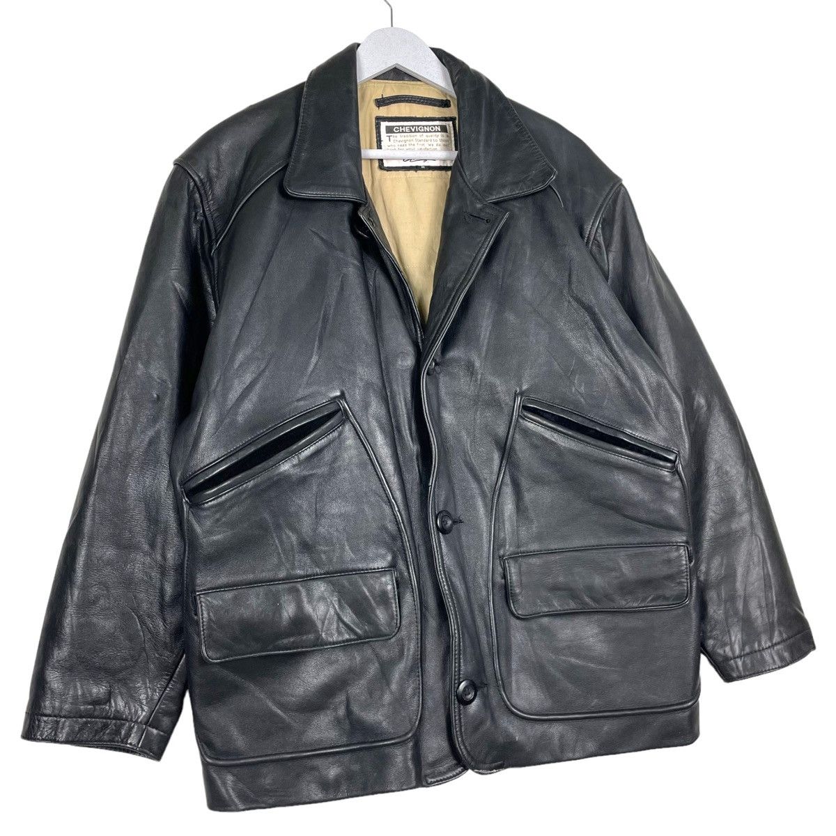 💥90s CHEVIGNON COWHIDE LEATHER JACKET