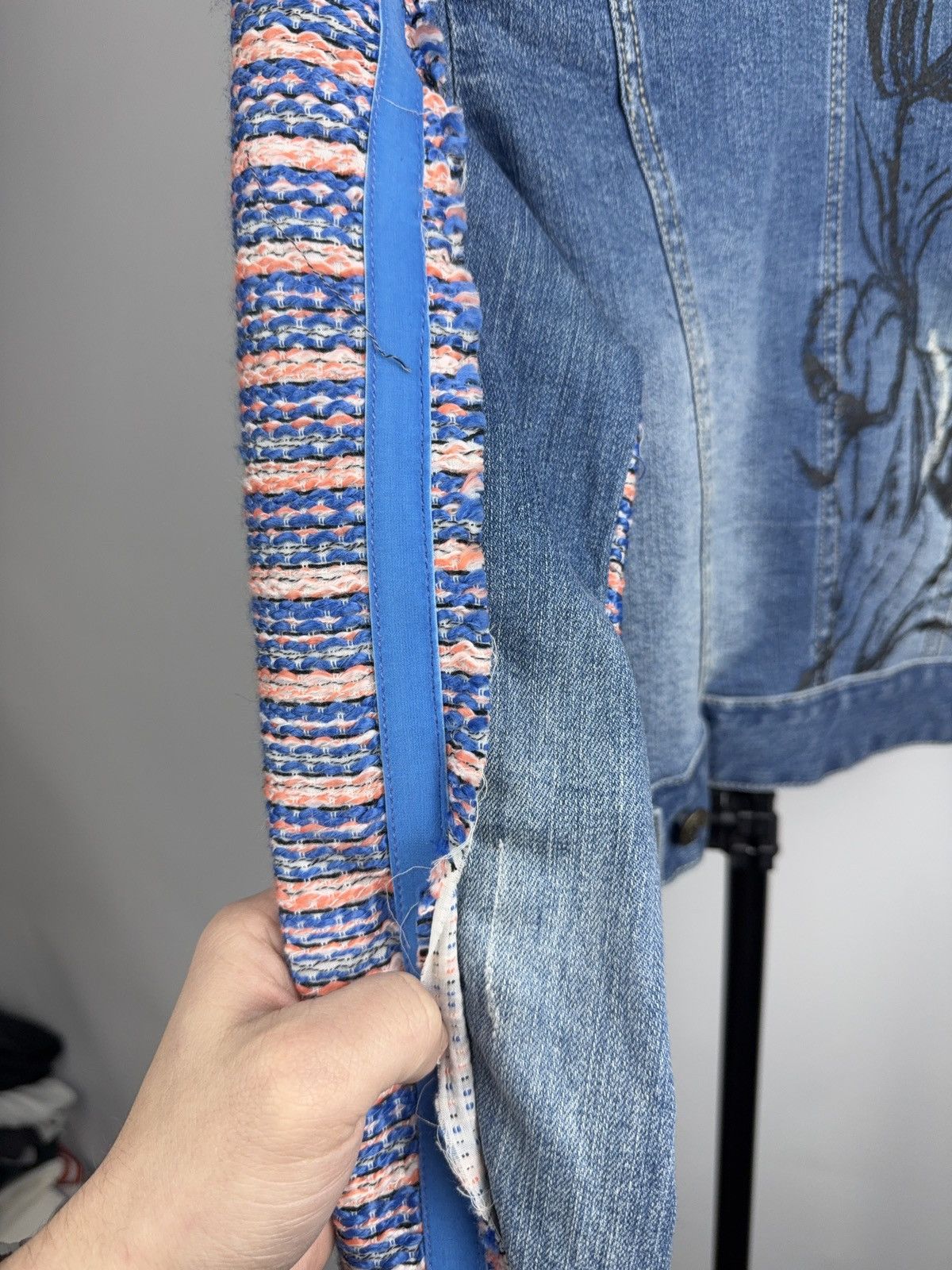 Desigual 00s Retro Desigual Patchwork Denim Cropped Jacket Y2K Size S / US 4 / IT 40 - 15 Thumbnail