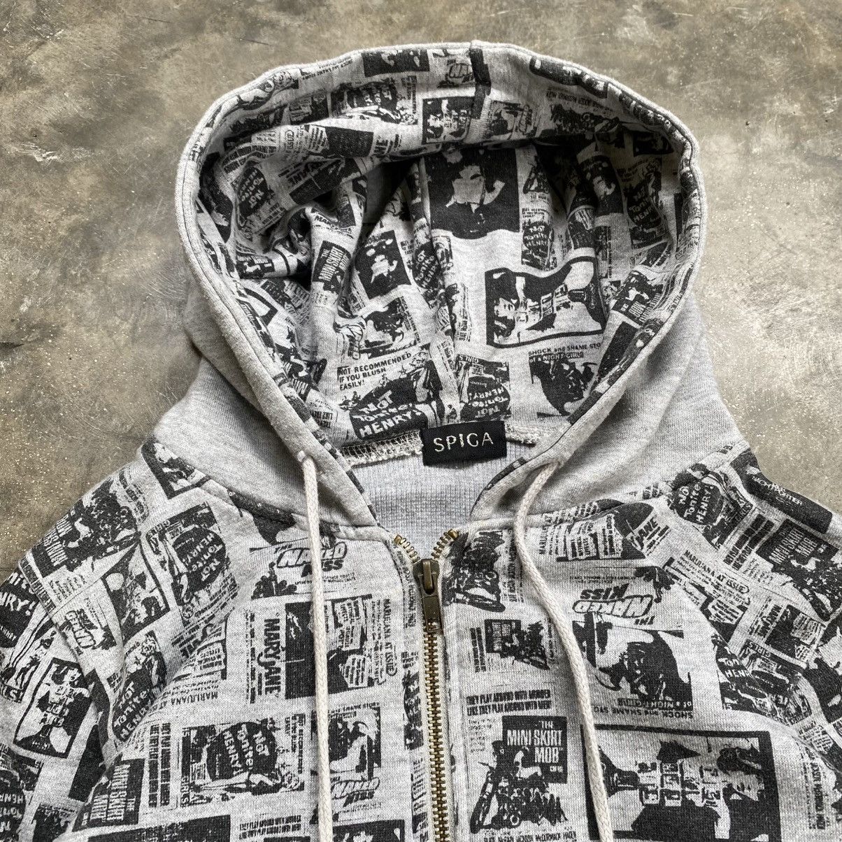 Hysteric Glamour 2000s SPIGA Grey Punk Style Newspaper Print Full Zip Hoodie Size US M / EU 48-50 / 2 - 3 Thumbnail