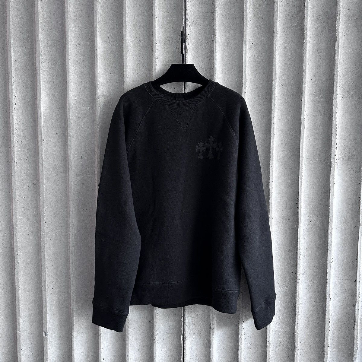 CHROME HEARTS SWEATER - TRIPLE CROSS CH LOGO EMBROIDERED