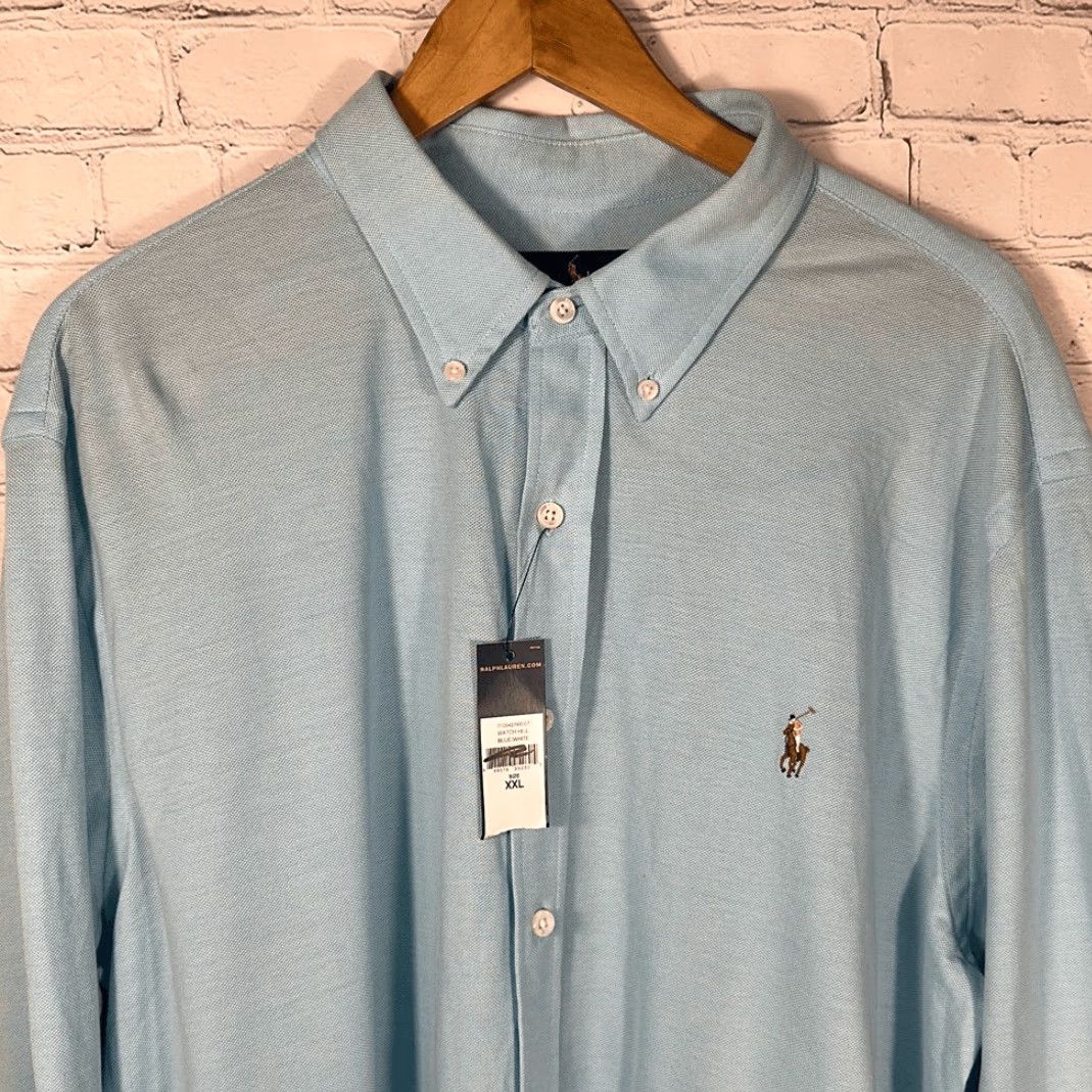 Polo Ralph Lauren Polo Ralph Lauren Knit Dress Shirt XXL Long Sleeve Turquoise Blue Multicolor NEW Men Button-Up Shirt Size 48R - 2 Thumbnail