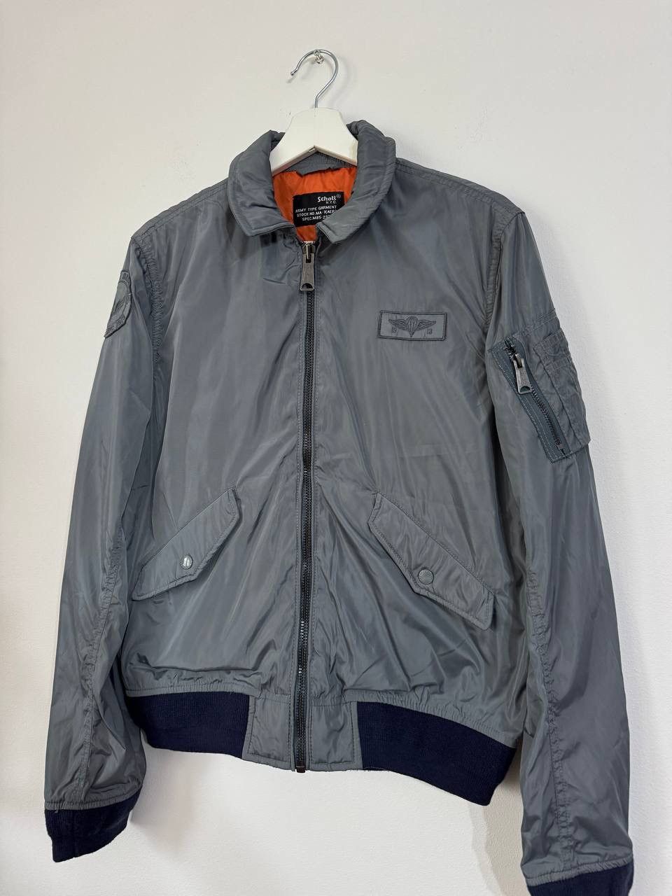 Schott Schott NYC Military Style Bomber Jacket – Grey/Orange Size US M / EU 48-50 / 2 - 2 Thumbnail