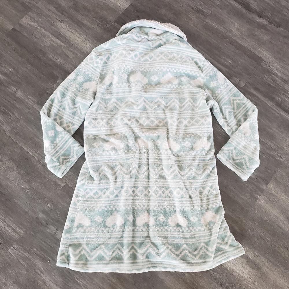 Designer Green White Detailed Mayfair Bath Robe Size ONE SIZE - 2 Thumbnail