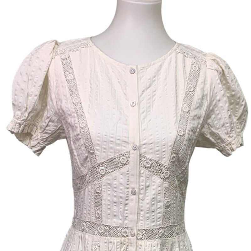 American Eagle Outfitters New Aerie Womens Front Button Floral Lace Short Sleeve Dress Size S / US 4 / IT 40 - 2 Thumbnail