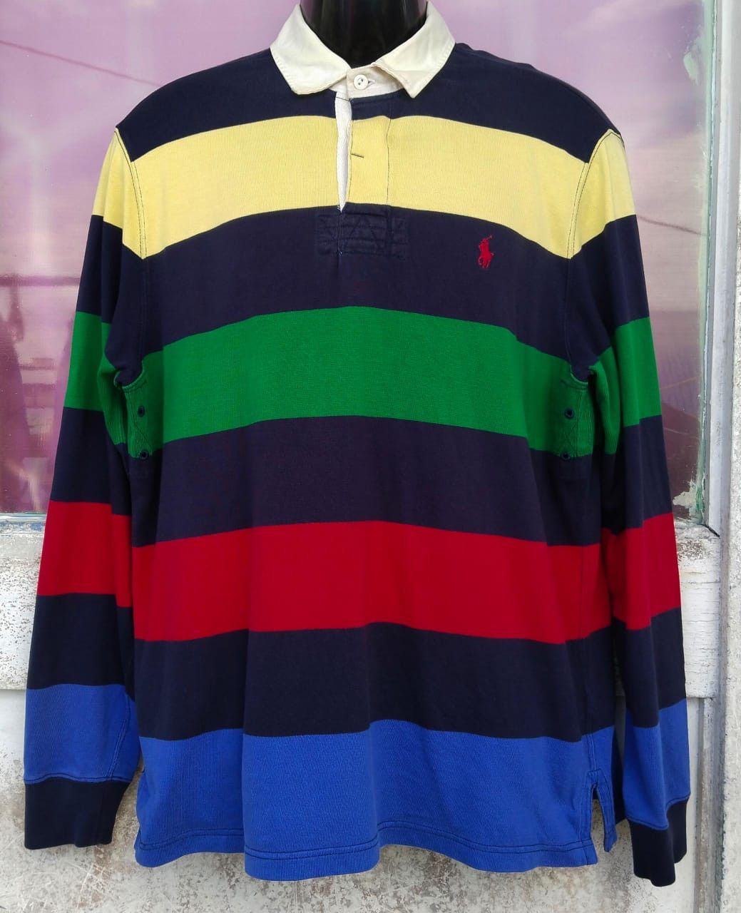 Polo Ralph Lauren Vintage Polo Ralph Lauren Stripe Long Sleve Polo Rugby Shirt Size US L / EU 52-54 / 3 - 1 Thumbnail
