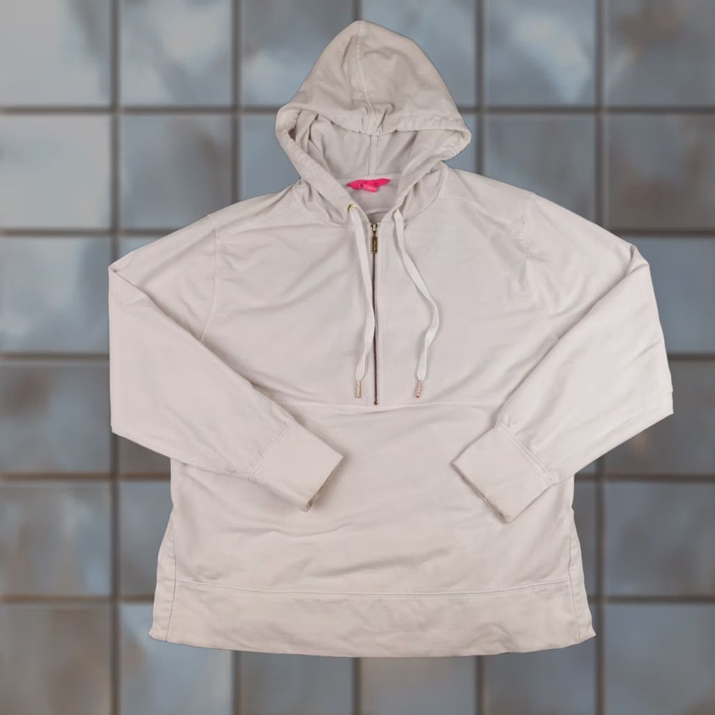 Lilly Pulitzer Lilly Pulitzer Hoodie Womens Small White Lora Oversized Zip Pullover Fashion Preppy Classic Size S / US 4 / IT 40 - 1 Thumbnail