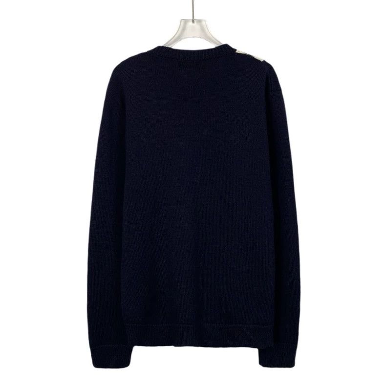 Gucci Gucci Dark blue striped anchor embroidery wool V-neck long- Size US M / EU 48-50 / 2 - 2 Thumbnail