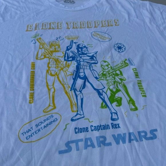 Star Wars NEW STAR WARS THE CLONE WARS DOODLE TROOPER WHITE T-SHIRT S Size US XXL / EU 58 / 5 - 3 Thumbnail