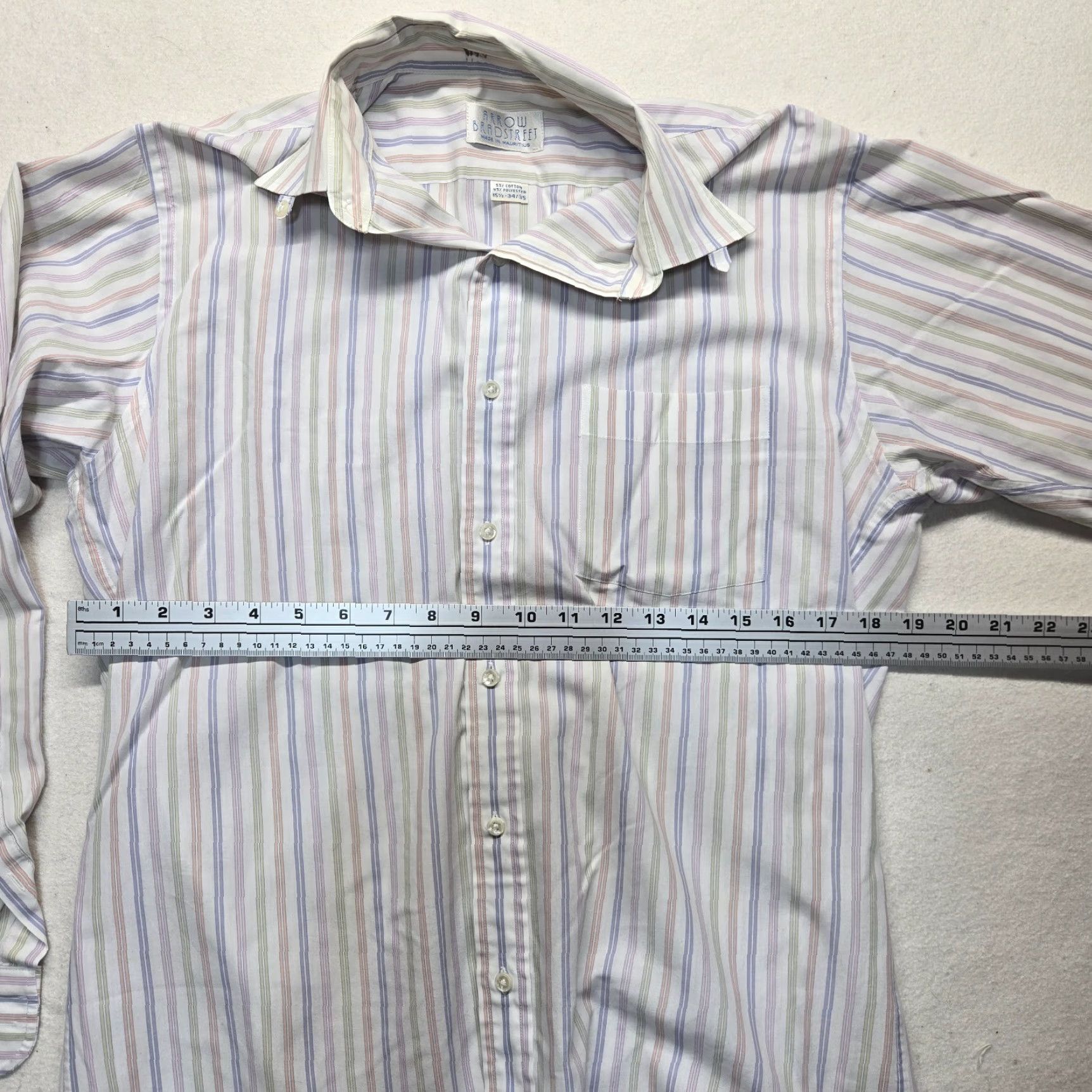 Arrow Arrow Shirt Mens 15.5 White Striped Button-Up Long Sleeve Casual Business All Seasons Vintage No Size US L / EU 52-54 / 3 - 3 Thumbnail