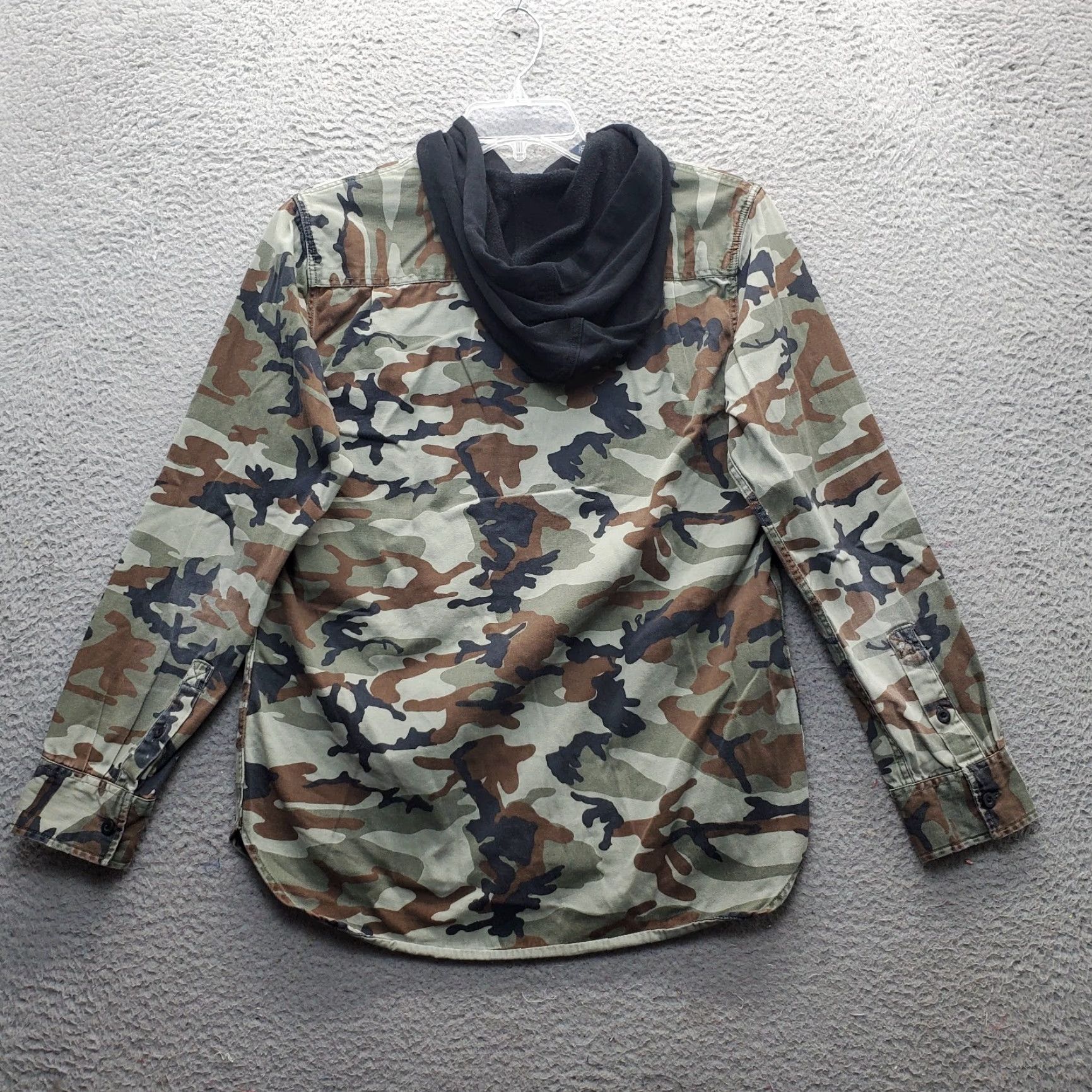Pacsun PacSun Hooded Shirt Mens S Multi Camouflage Cotton Drawstring High Low Button Up Size US S / EU 44-46 / 1 - 2 Thumbnail