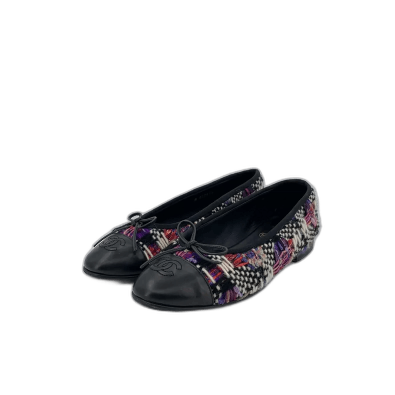 Chanel Chanel Black Leather Bow Detail Flats -2505 Size US 6.5 / IT 36.5 - 1 Thumbnail