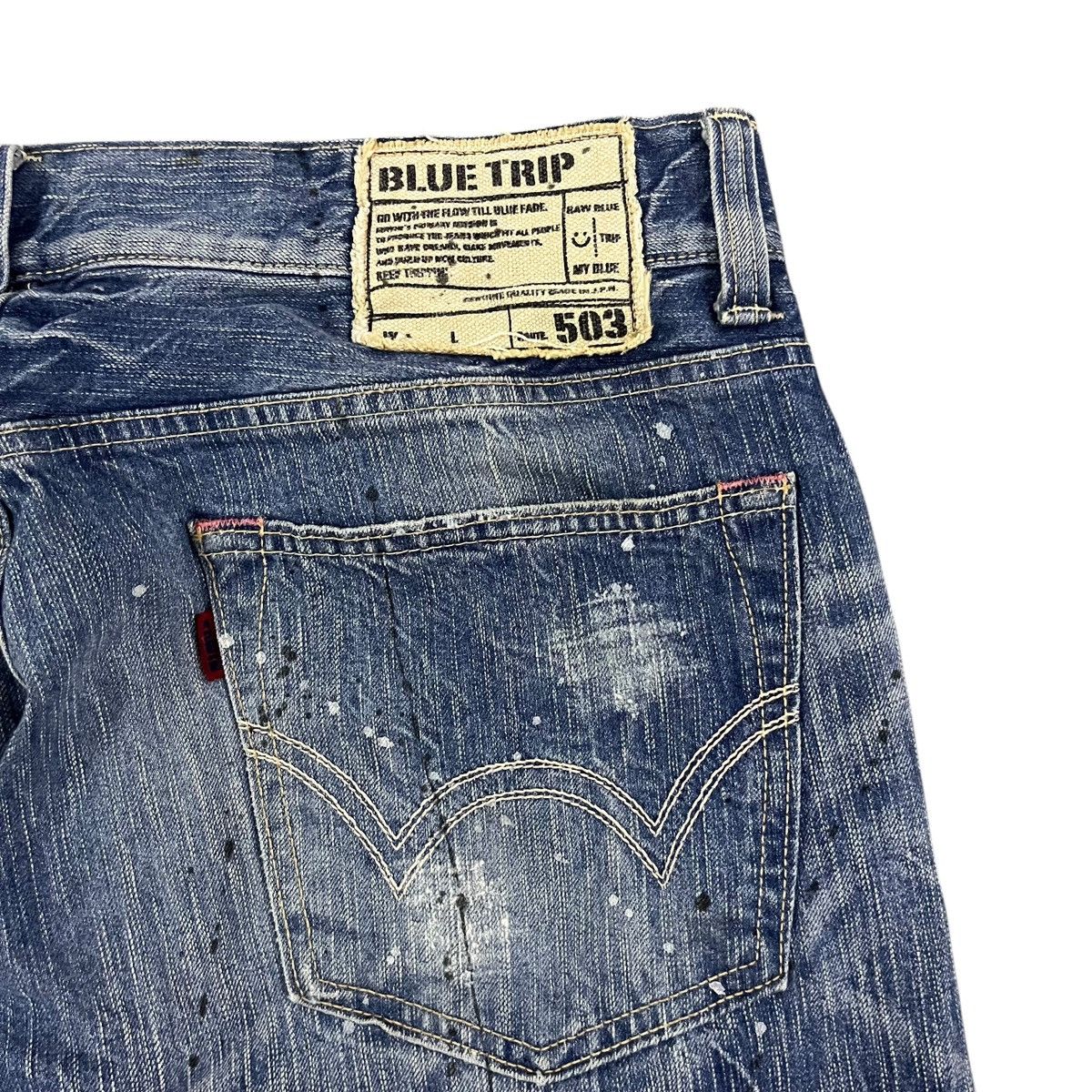 Edwin × Japanese Brand EDWIN 503 BLUE TRIP DISTRESSED PAINTED JEANS Size US 37 - 10 Thumbnail