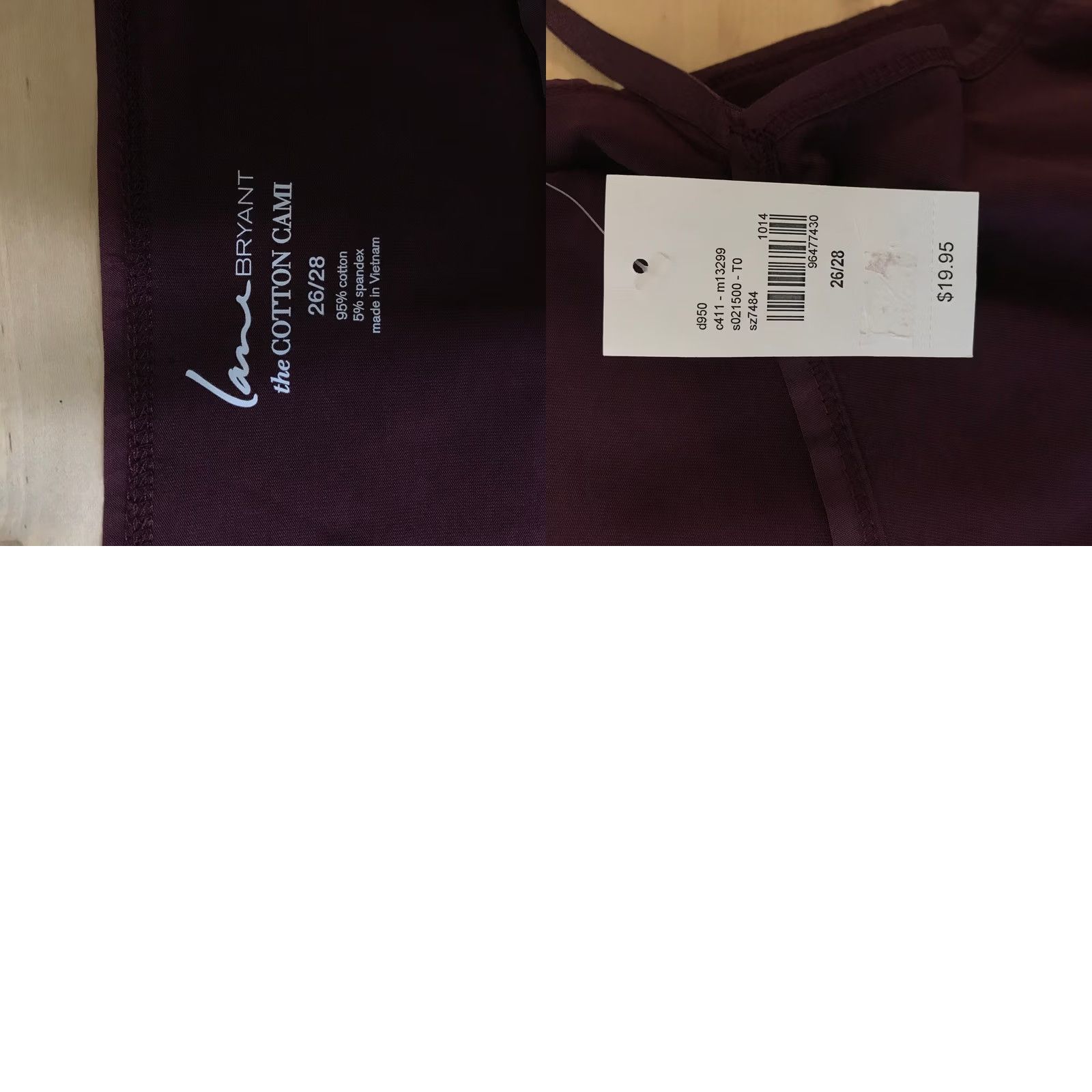 Vintage VINTAGE Lane Bryant The Cotton Cami Plum Purple Plus Size 26/28 Adjustable Straps Solid Tan? Size 4XL / US 24-26 - 8 Thumbnail