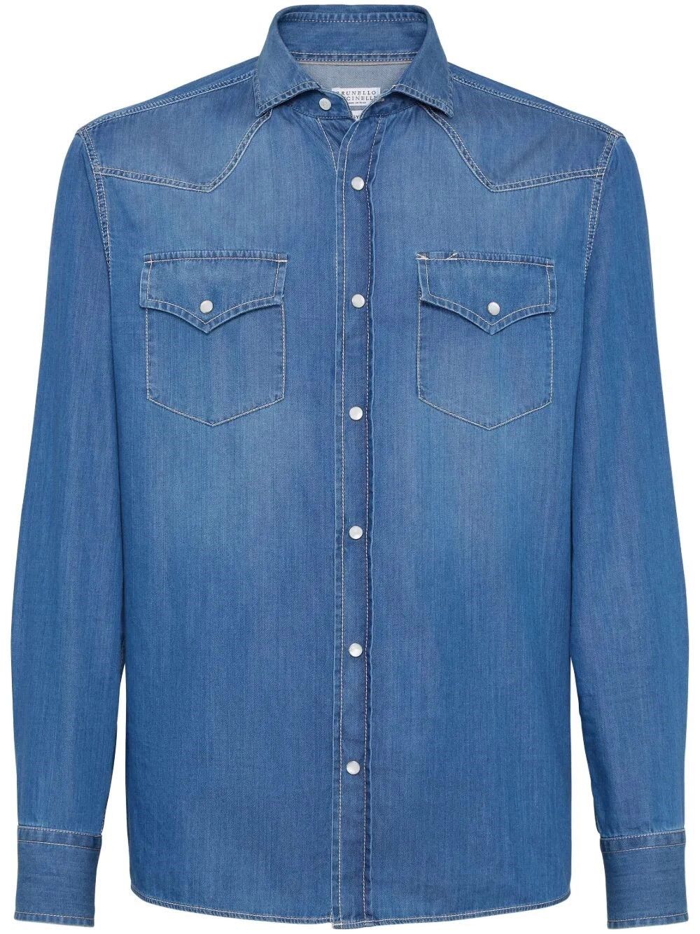 Brunello Cucinelli Denim Easy Fit Western Shirt Size US M / EU 48-50 / 2 - 1 Thumbnail