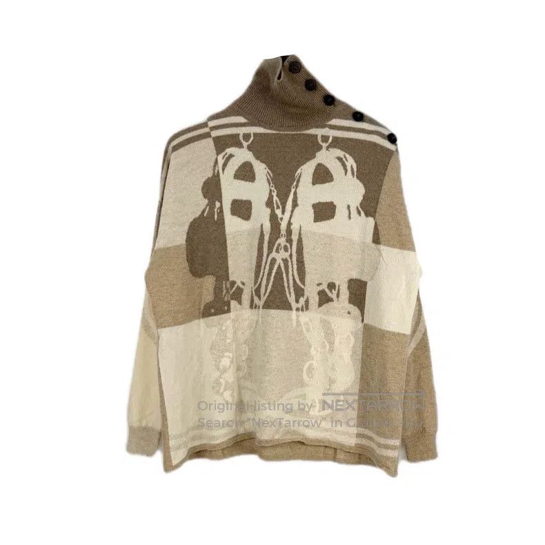 Hermes Hermes Beige collar button cashmere sweater Size XS / US 0-2 / IT 36-38 - 1 Thumbnail