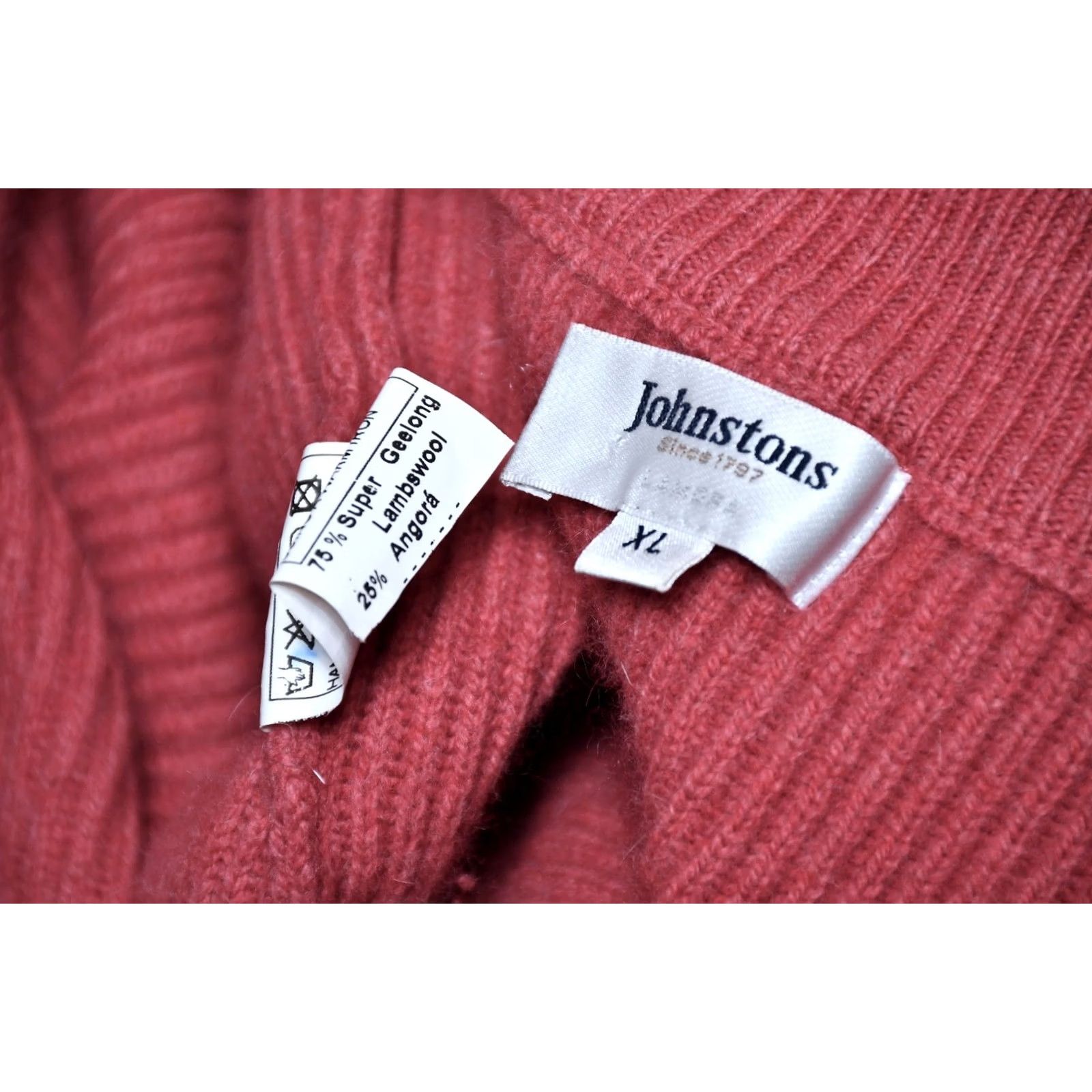 Johnstons Of Elgin Johnstons of Elgin Sweater XL Pullover Woman High Neck, Ribbed, 75% Lambswool 25% Angora, Pink, GIRLS? Size XL / US 12-14 / IT 48-50 - 8 Thumbnail