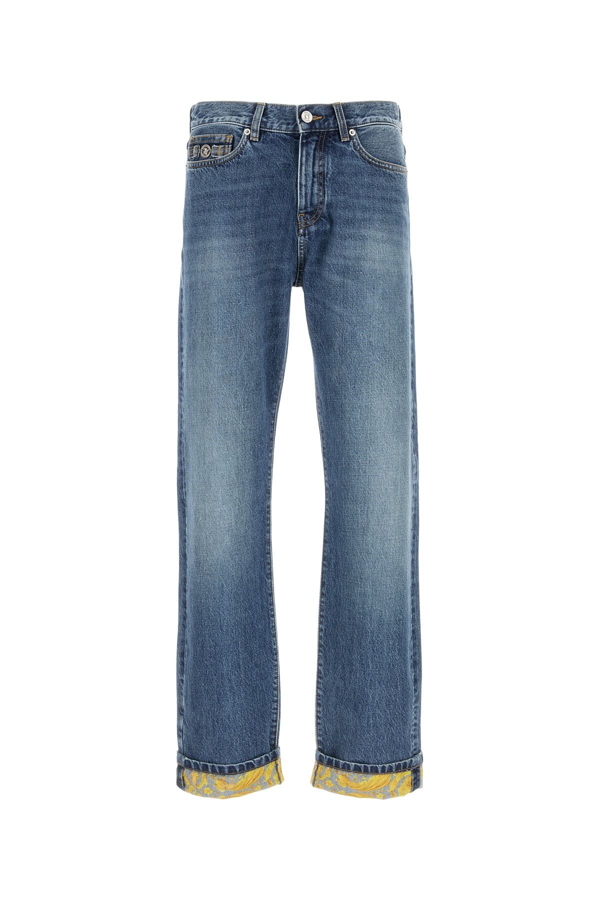 Versace Pant Denim Stone Wash Blue Denim Fabric + Barocco Size US 31 - 1 Thumbnail