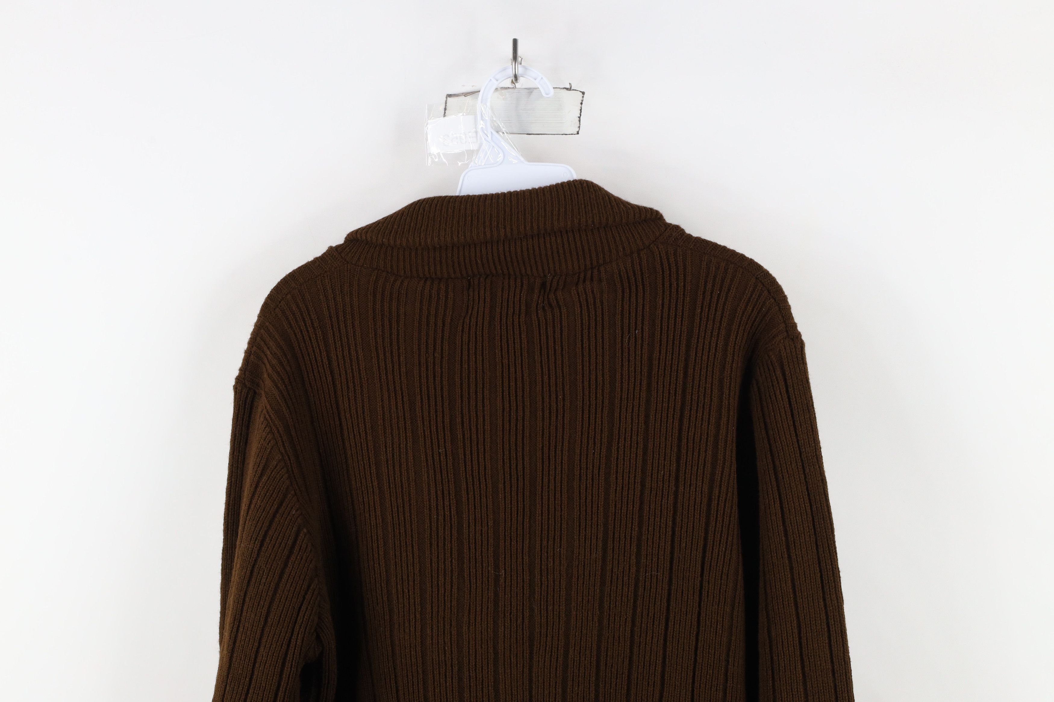 Vintage 70s Streetwear Ribbed Knit Shawl Cardigan Sweater