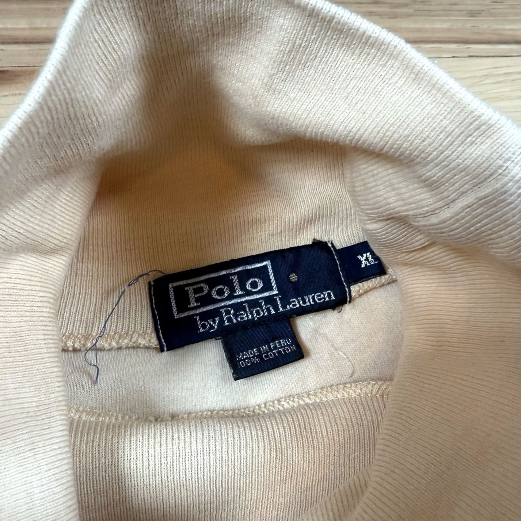Ralph Lauren VINTAGE Ralph Lauren Shirt Turtleneck Long Sleeve Striped Cream Beige XL Mens Size US XL / EU 56 / 4 - 3 Thumbnail