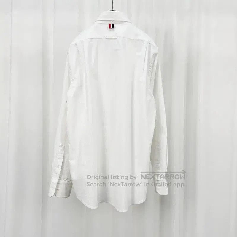 Other Thom Browne White Striped Embroidered Long Sleeve Shirt . Size US L / EU 52-54 / 3 - 2 Thumbnail
