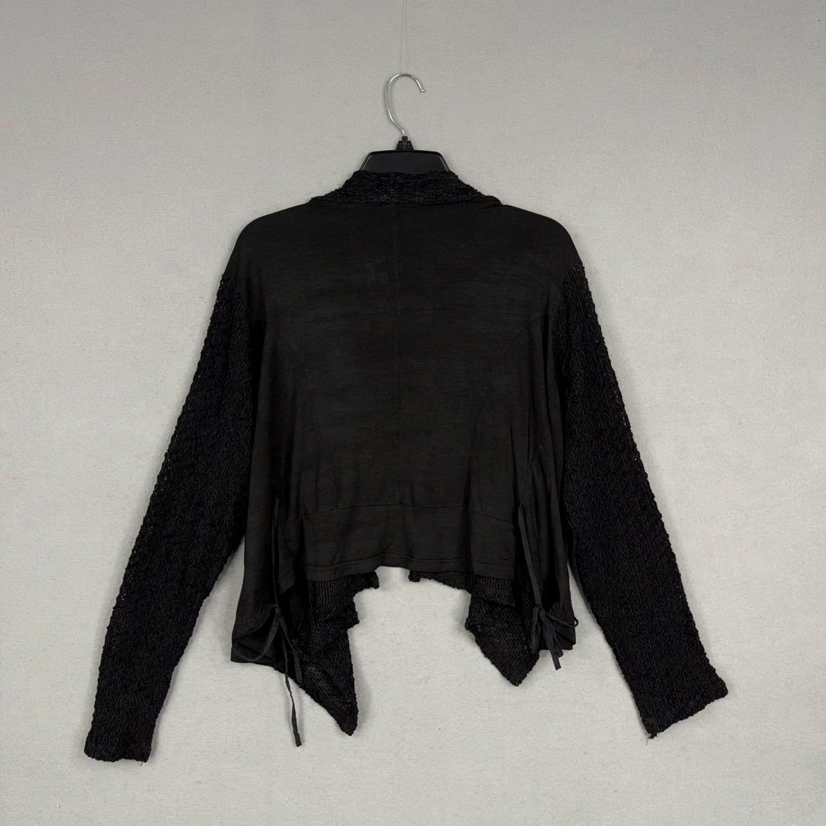 Vintage Sacred Threads Sweater Womens L XL Black Open Front Crochet Cardigan Boho Goth Size L / US 10 / IT 46 - 5 Thumbnail