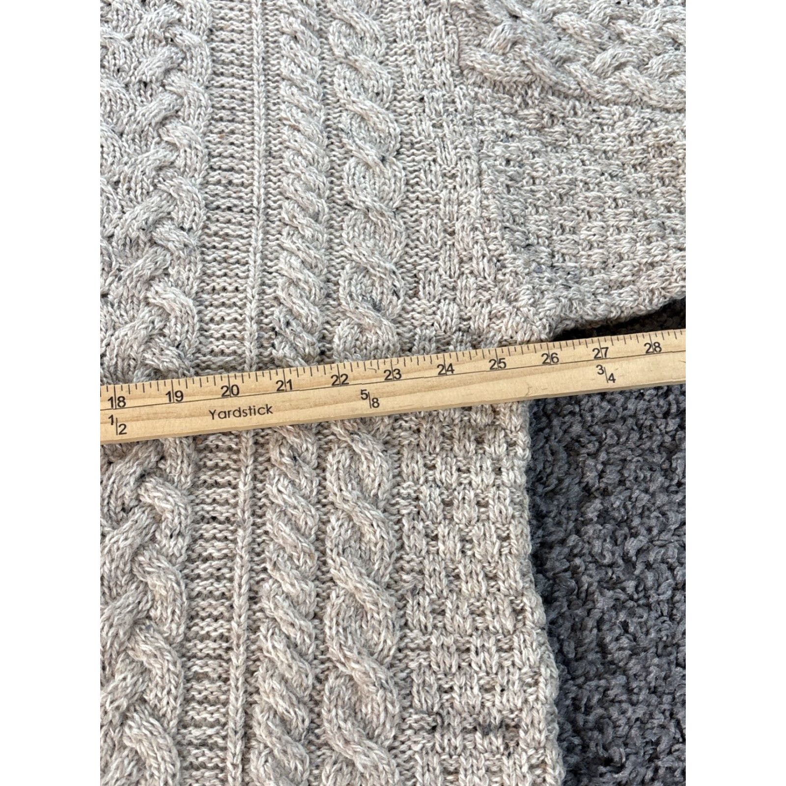 Vintage Aran Isles Sweater Mens XL Ivory Wool Mock Neck Pullover Knit Size US XL / EU 56 / 4 - 3 Thumbnail