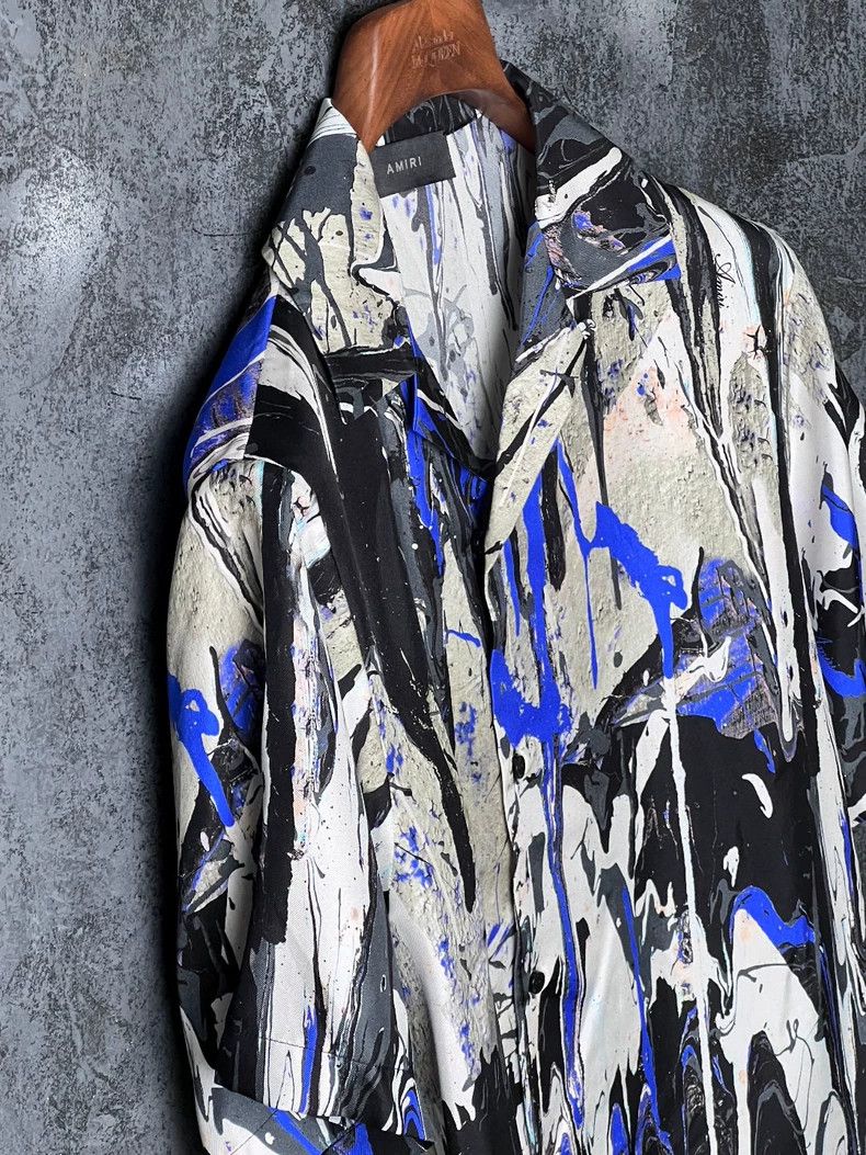 Amiri Amiri Spray paint design mulberry silk short-sleeved shirt Size US S / EU 44-46 / 1 - 6 Thumbnail