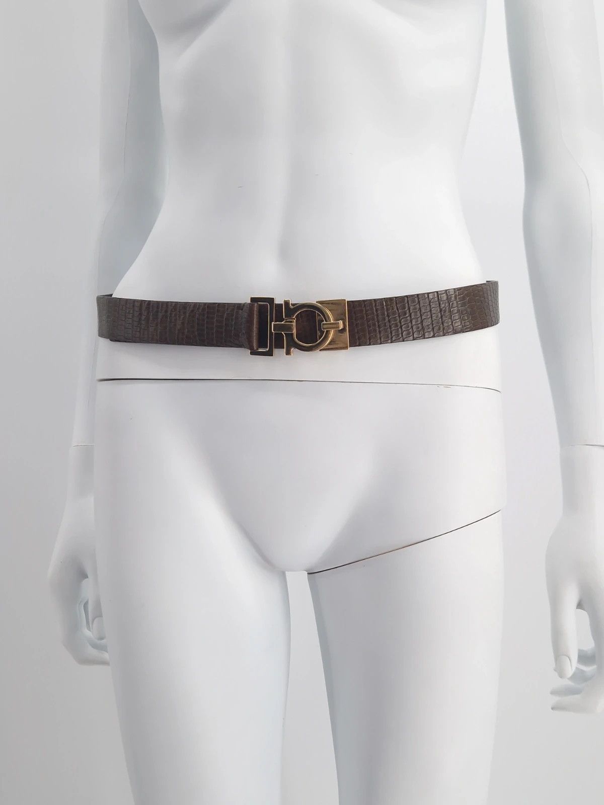 Salvatore Ferragamo Salvatore Ferragamo Green Embossed Leather Gancio Belt Size ONE SIZE - 2 Thumbnail