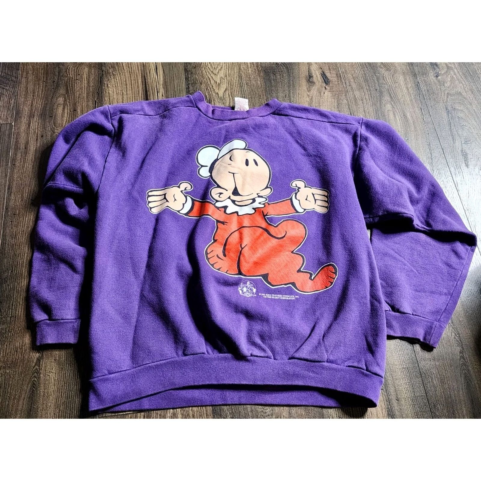 Vintage VINTAGE Freeze Popeye Sweatshirt Crewneck L Mens Purple 90s Cartoon Distress Swee'Pea Graphic Print Size US L / EU 52-54 / 3 - 2 Thumbnail