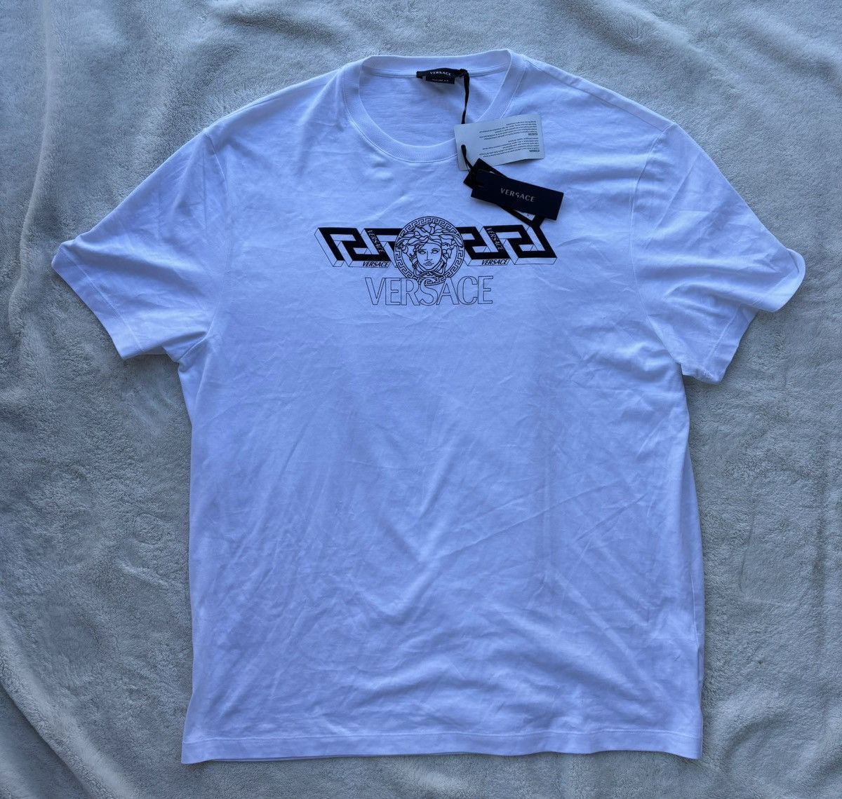 Versace Versace White Greca / Medusa Head Tee Size US XL / EU 56 / 4 - 1 Thumbnail