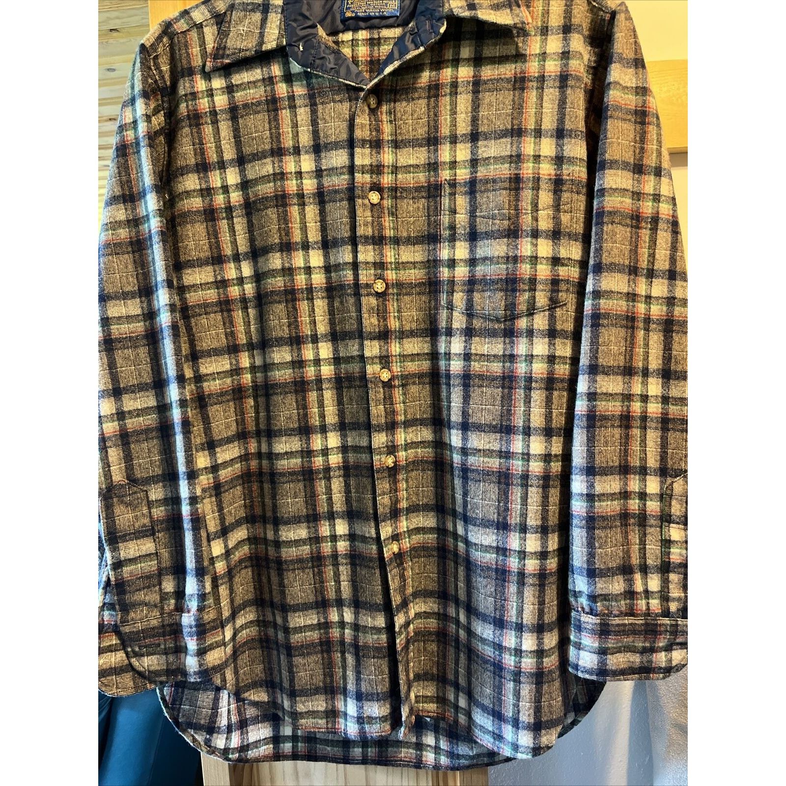 Pendleton Pendleton Mens Medium Gray Plaid Wool Flannel Slim Fit Shirt Size US M / EU 48-50 / 2 - 5 Thumbnail