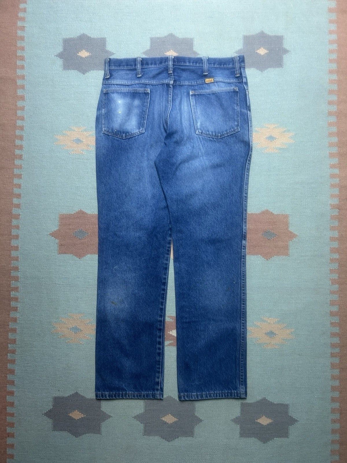Vintage Vtg 70s rustler jeans faded whiskers straight USA made 34x31 Size US 34 / EU 50 - 8 Thumbnail