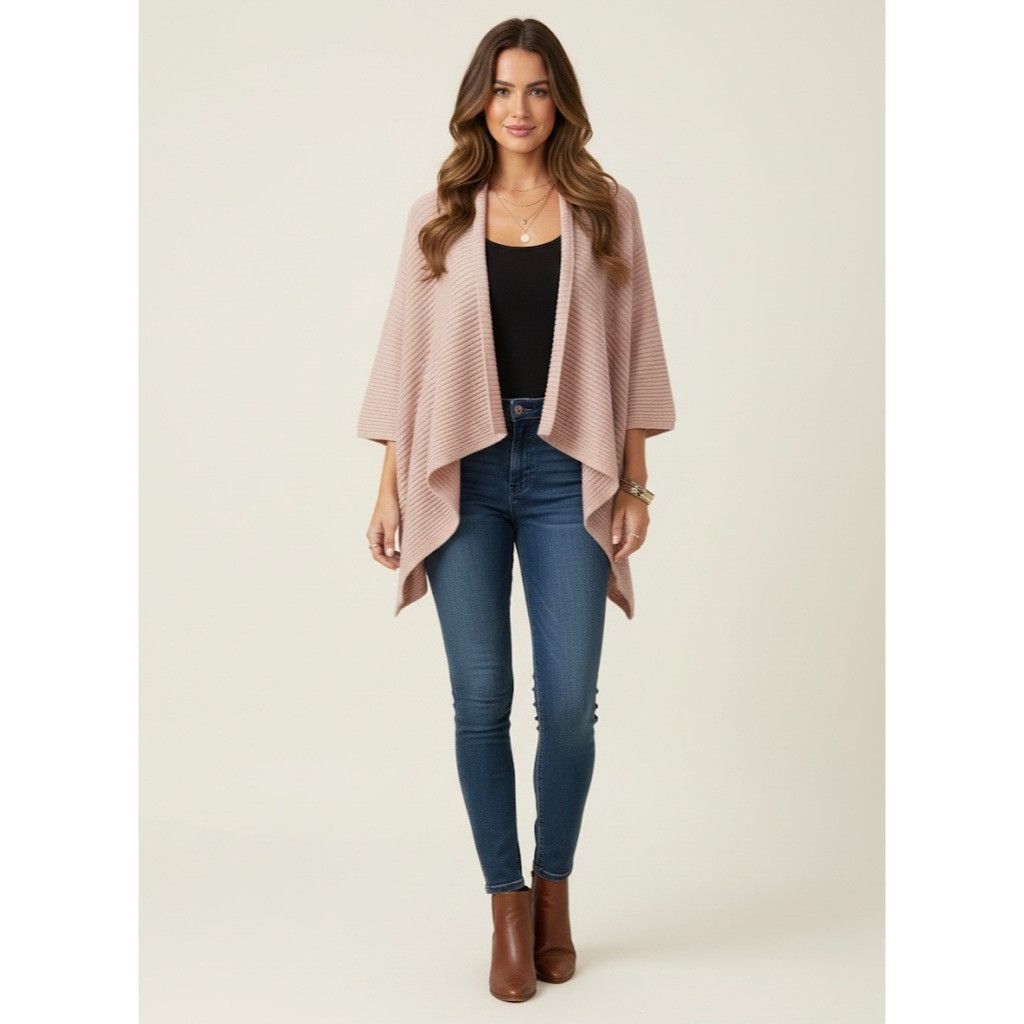 Other Pink Two Toned Open Knit Kimono Cardigan | Coastal Cowgirl B Size ONE SIZE - 9 Thumbnail
