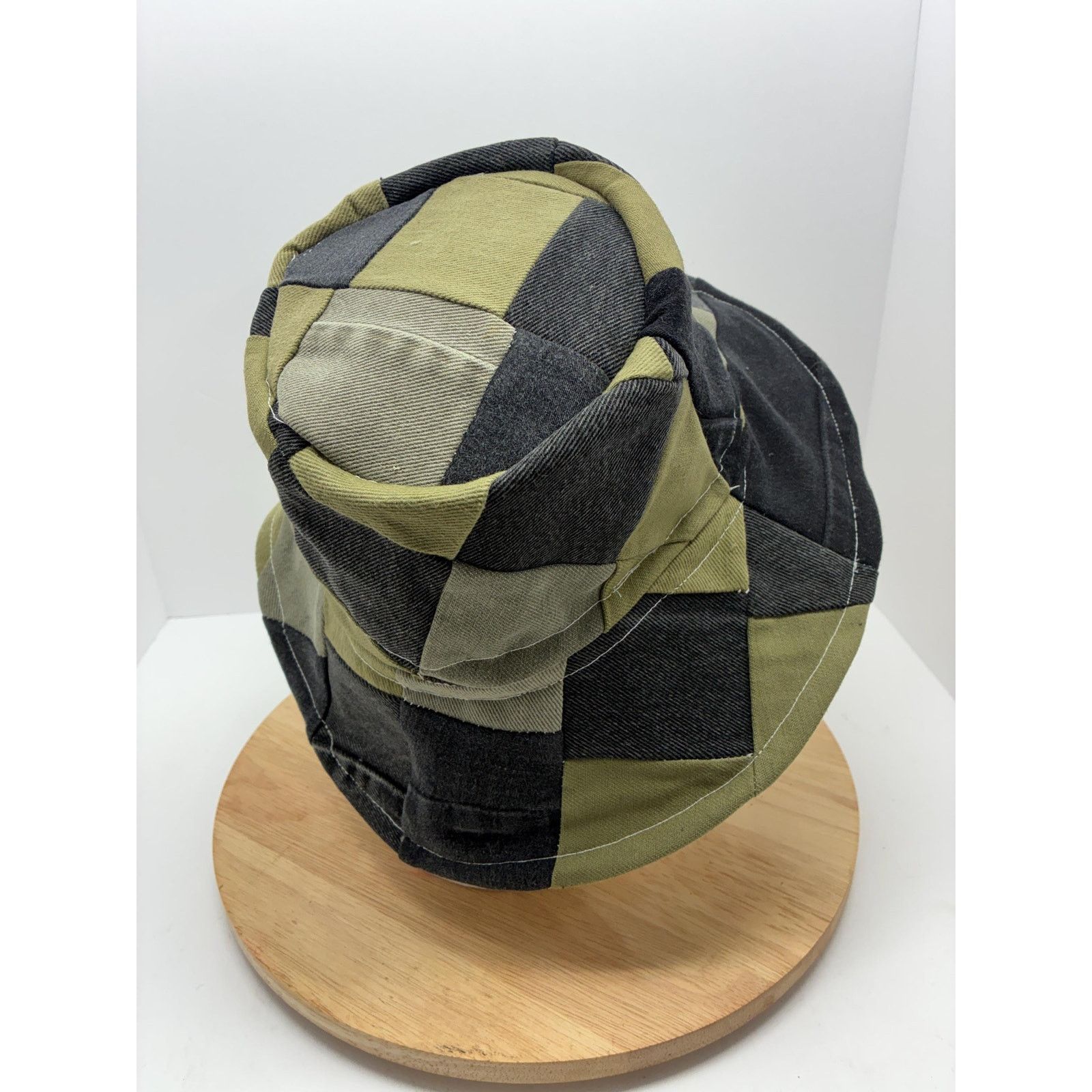 Other Green & Black Patchwork Bucket Hat, Upcycled Denim Cotton Size ONE SIZE - 5 Thumbnail