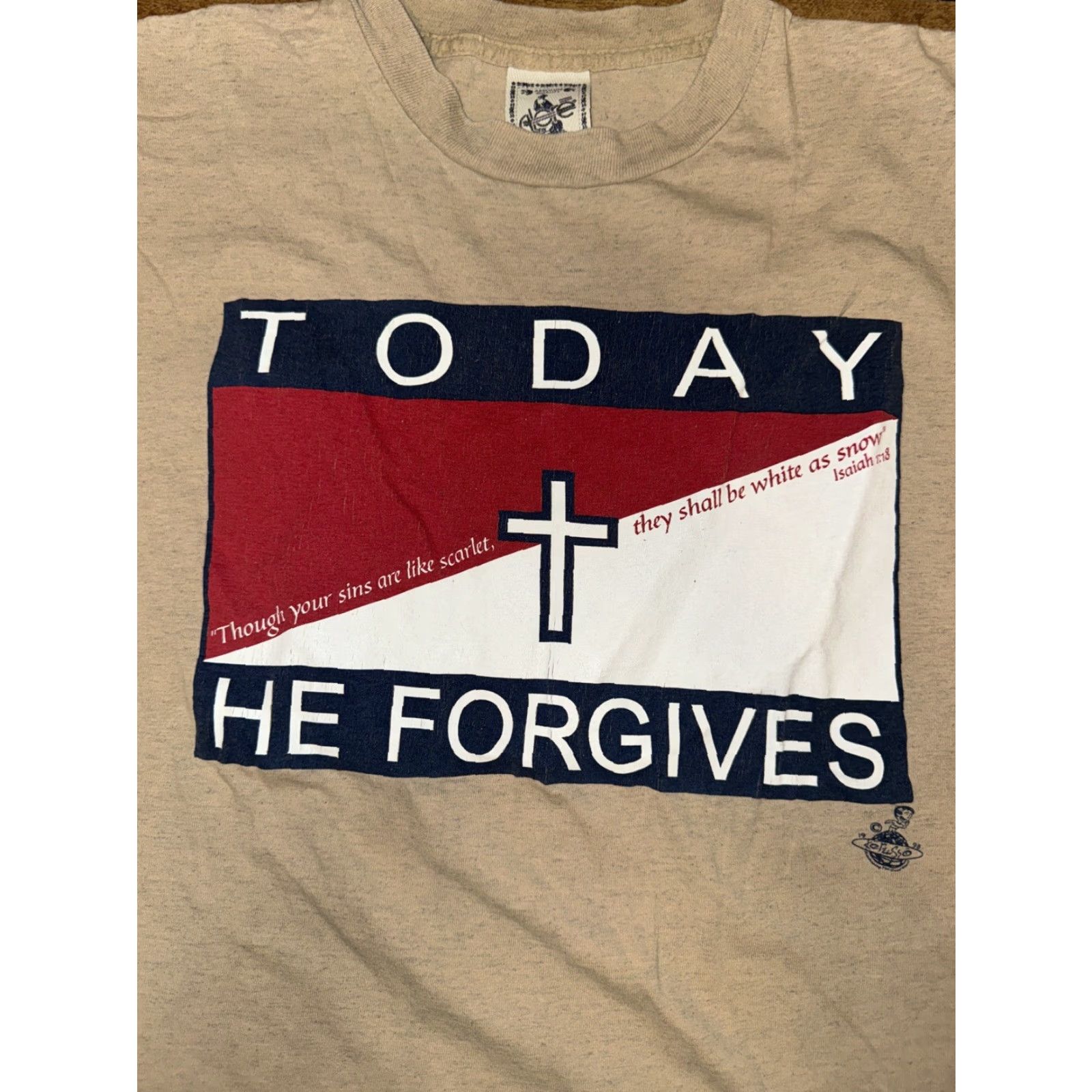 Vintage VINTAGE Jesus Parody “Today He Forgives” T-Shirt Medium (Brown) M & M Short Sleeve Crew Neck 1998 Single Stitch Graphic Print Men Size US M / EU 48-50 / 2 - 2 Thumbnail